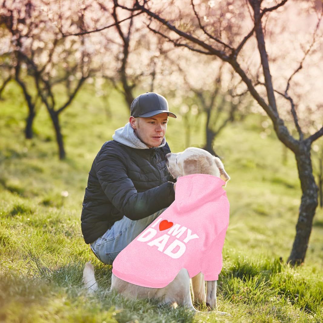 Greenjoy Dog Sweater Dog Hoodie Cold Weather Dog Coat Hooded Sweatshirt For Puppies,Cats, Small Medium Large Dogs (Pink(I Love M