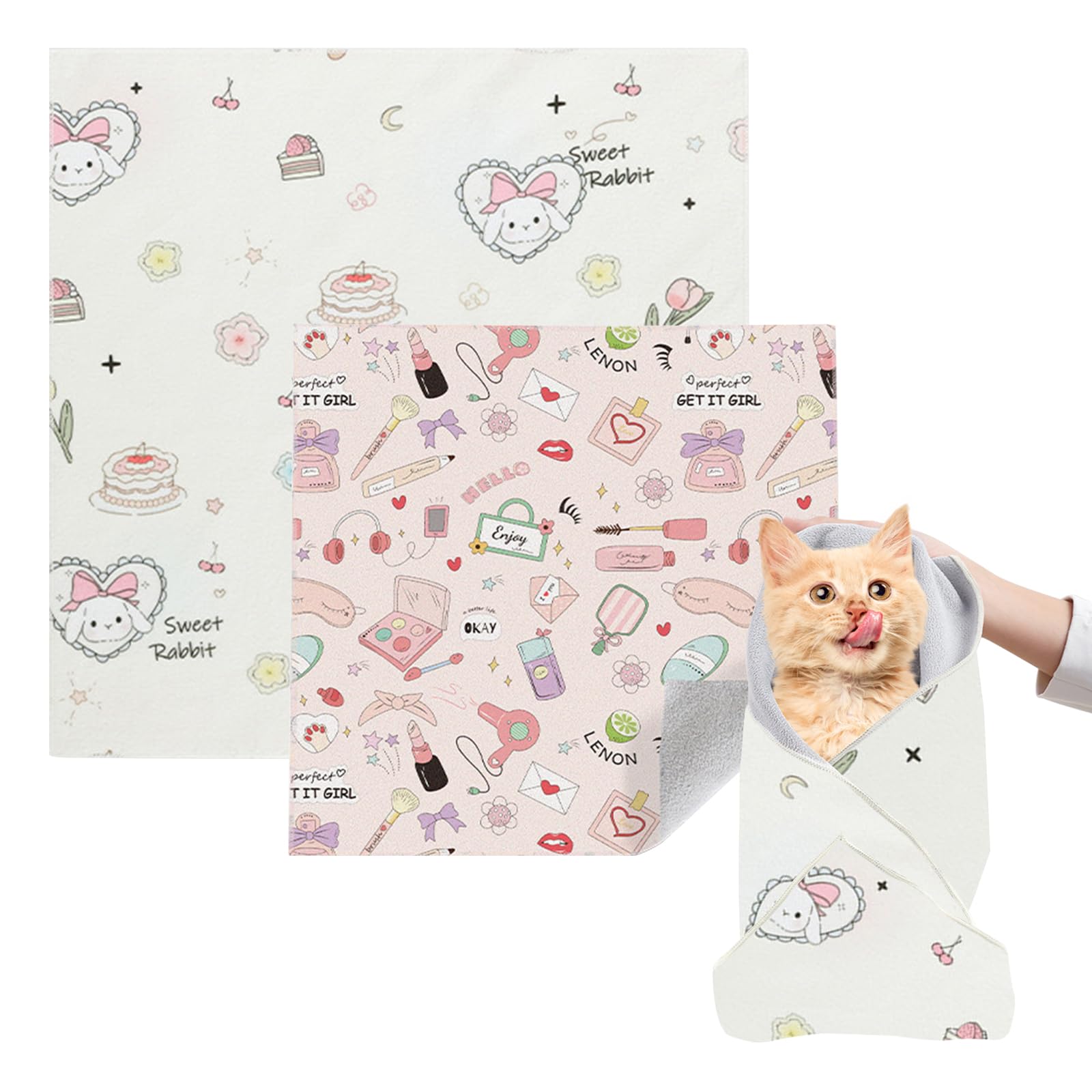 Virgoccy Cat Grooming Wrap, 2Pcs [L+Xl] Cat Restraint Wrap For Nail Clipping, Ear Cleaning, And Teeth Brushing, Self-Adherent, A