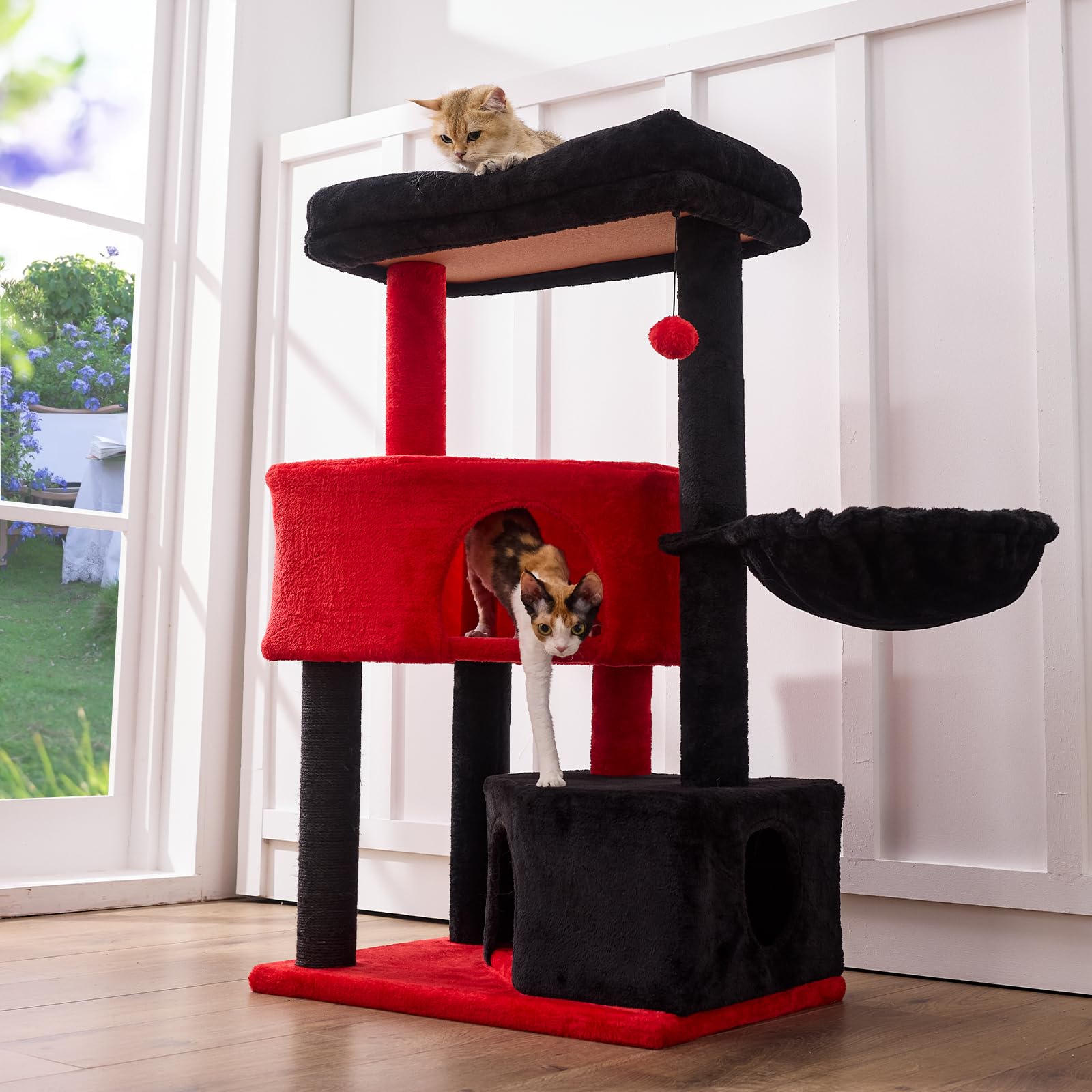 Gardner Pet 41 Tall Gothic Cat Tree for Medium-Large Cats, Heavy Duty Cat Tower with 2.8in Posts & Washable Top Perches, Space-S