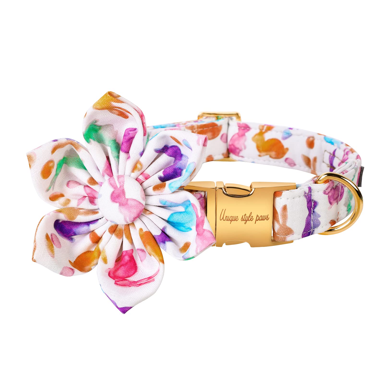 Unique Style Paws Easter Dog Collar, Girl Dog Collar With Flower, Adjustable Dog Collar Pet Collar For Small Memium Large Dogs