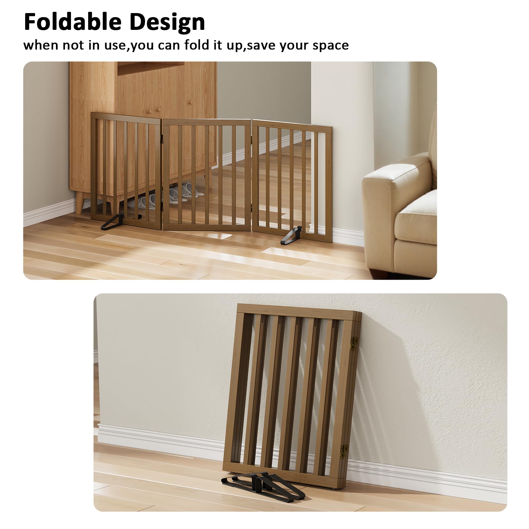 Mino Kesper Dog Gate for Stairs,Foldable Dog Gate for Indoor Doorways House,Freestanding Pet Gates for Dogs,Doogie Puppy Fence G