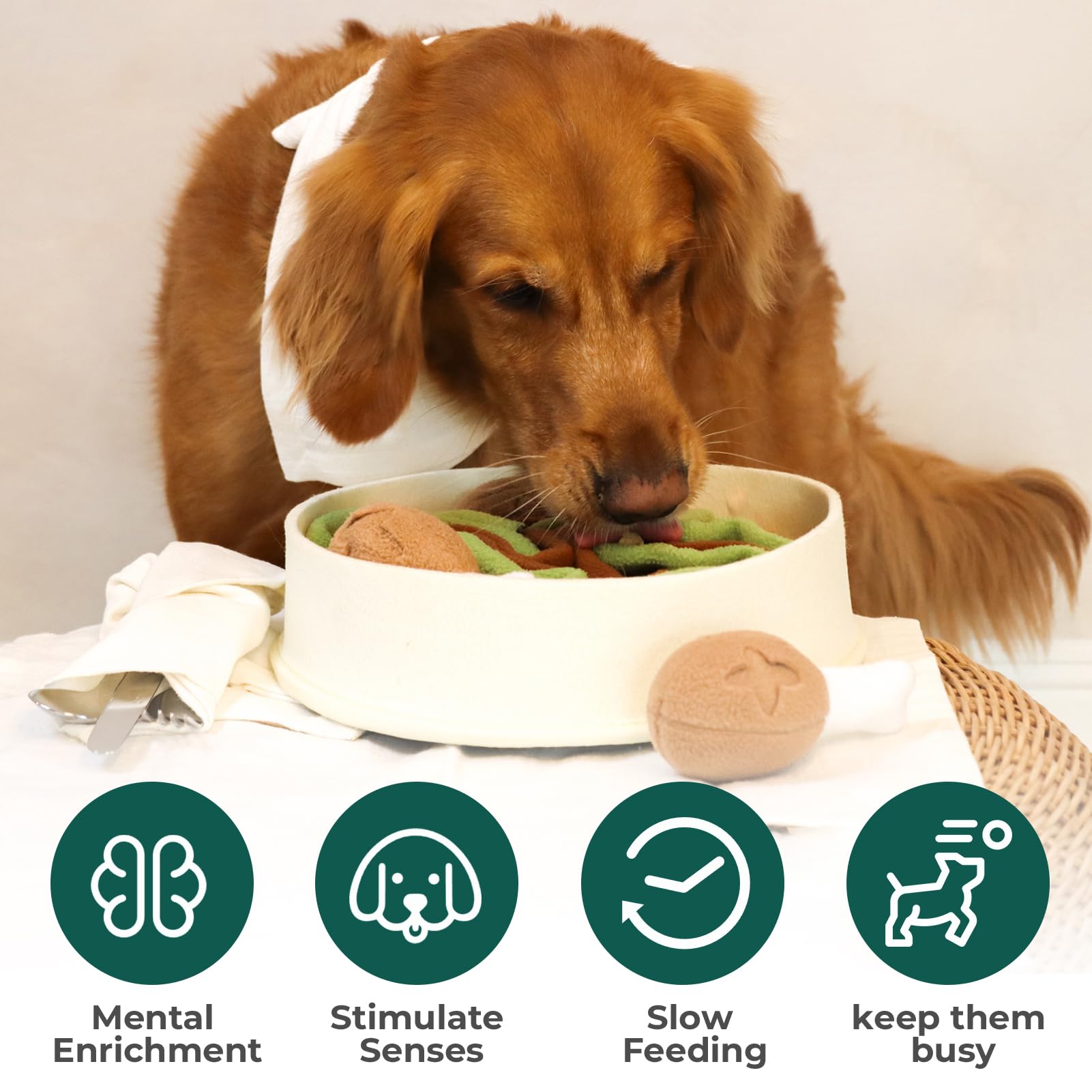 Snuffle Toy For Dogs, Interactive Dog Treat Puzzle, Puppy Plush Toy, Machine Washable Dog Enrichment For Slow Feeder, Made Of Re