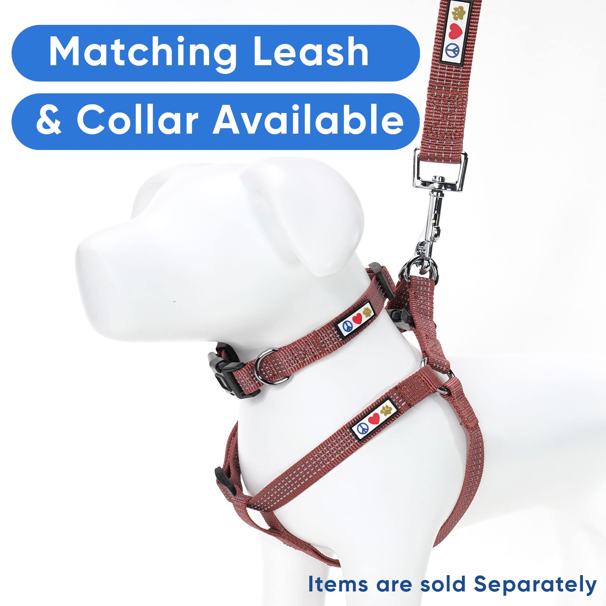 Pawtitas Reflective Step-in Dog Harness - Adjustable No-Pull Vest for Puppies to Seniors, Safe & Comfortable, S Marsala