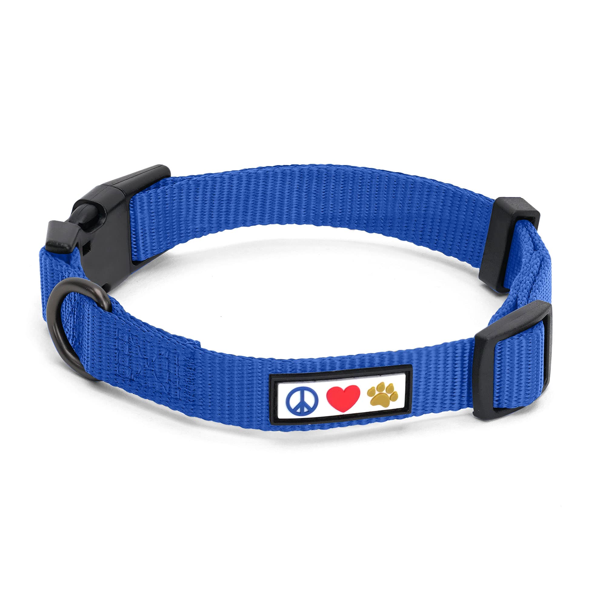 Pawtitas Adjustable Dog Collar - Heavy Duty, Waterproof, Quick-Release Buckle - Red, Medium Breed