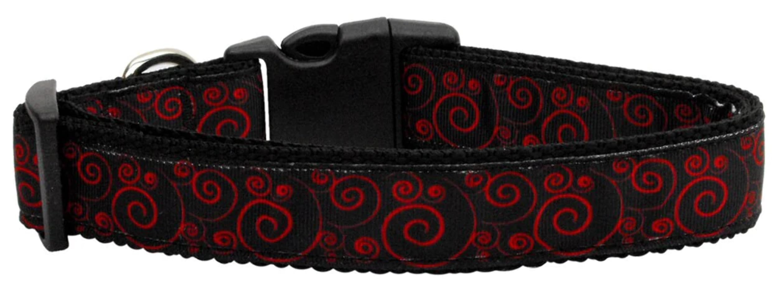 Pet Dog and Cat Nylon Collar or Leash, "Red & Black Swirly" 5/8" w x 6 ft. leash