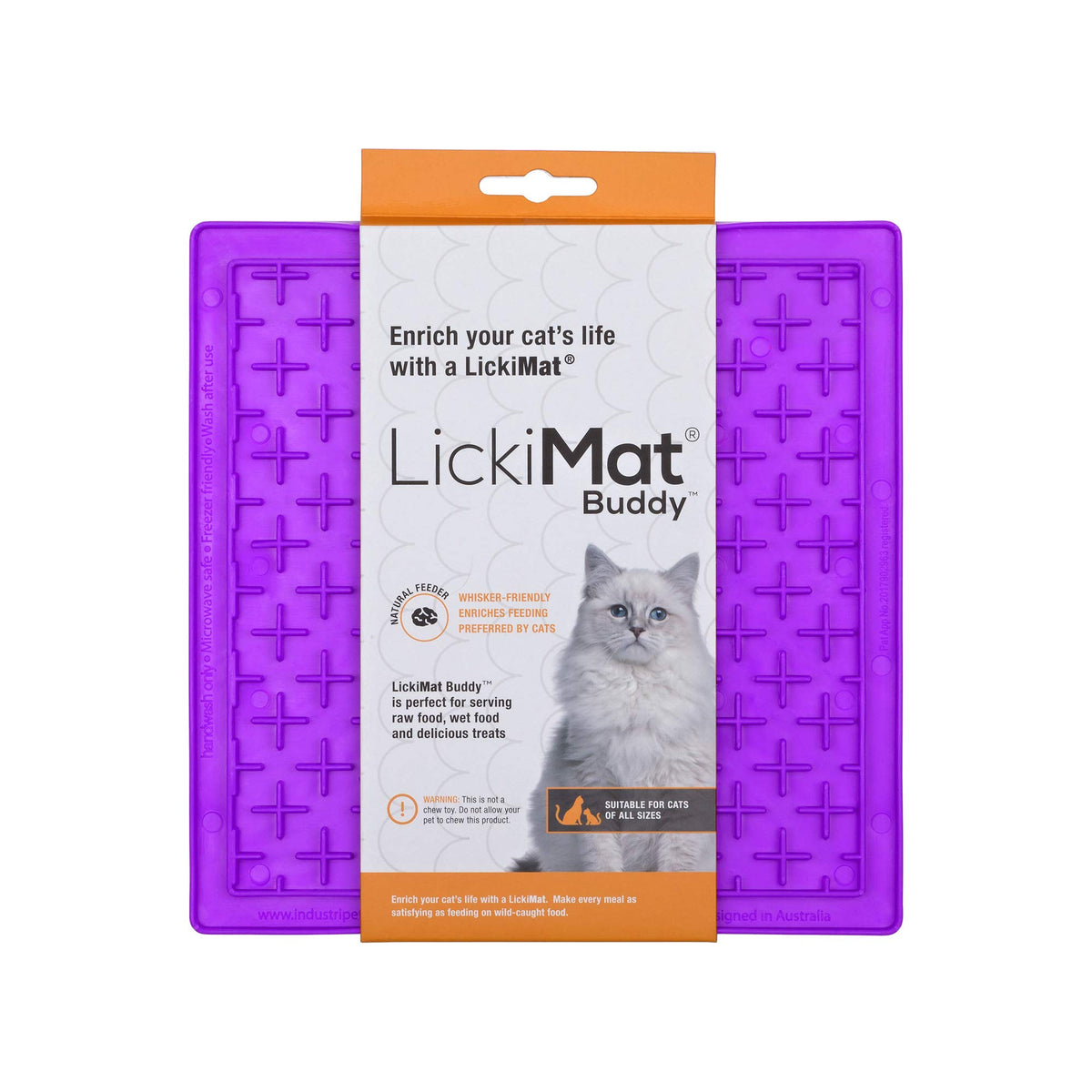 Lickimat Classic Buddy Katzenfutterstation Für Langsame Katzen Gegen Langeweile Und Angstreduzierung, Perfekt Für Futter, Leckerlis, Joghurt Oder Erdnussbutter. Lustige Alternative Zu Einem Slow Feed Katzennapf Oder -Schale, Violett