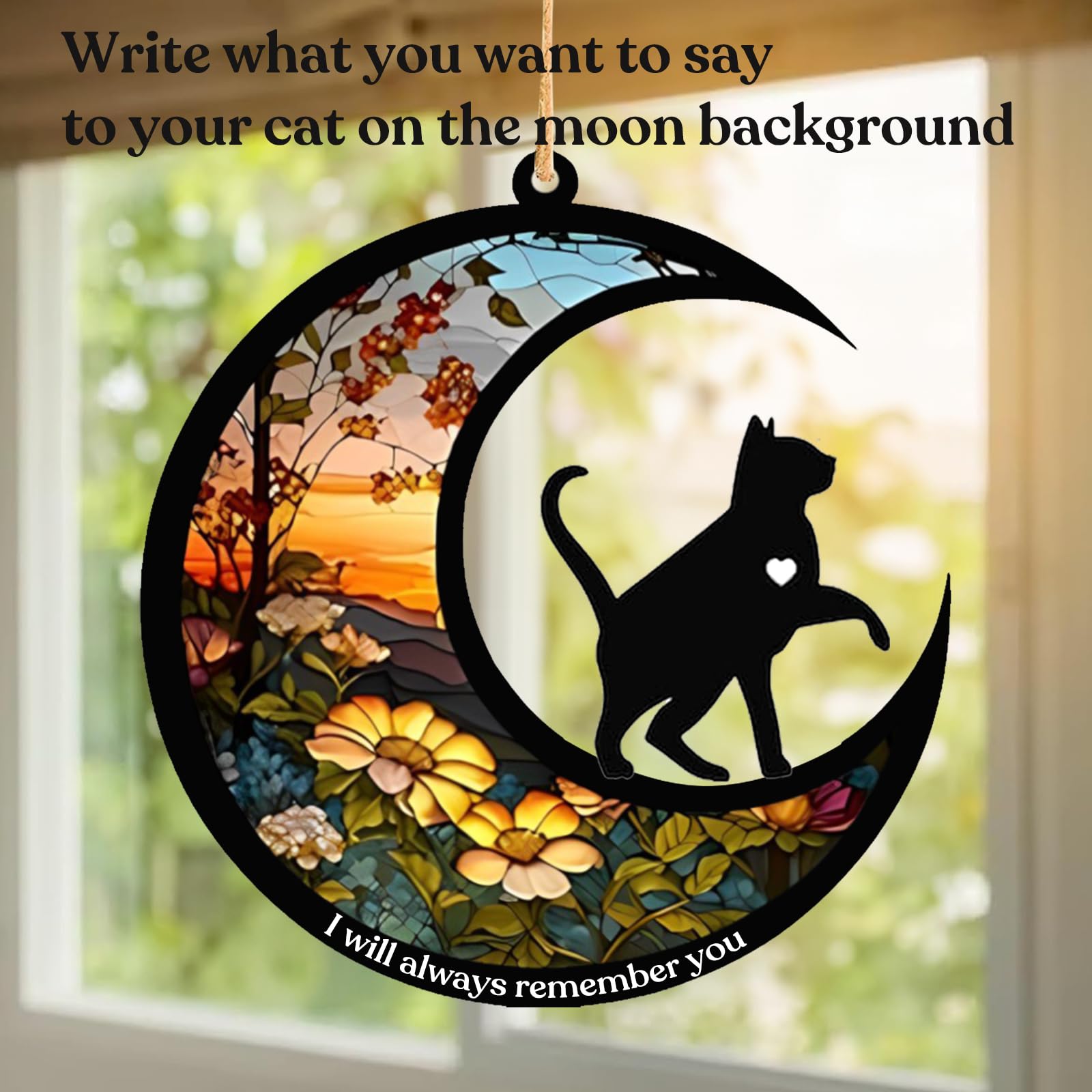 Cat Memorial Suncatcher, Personalized Pet Breeds Suncatcher With Name Date, Pet Loss Suncatcher, Stained Glass Light Catcher, Ca
