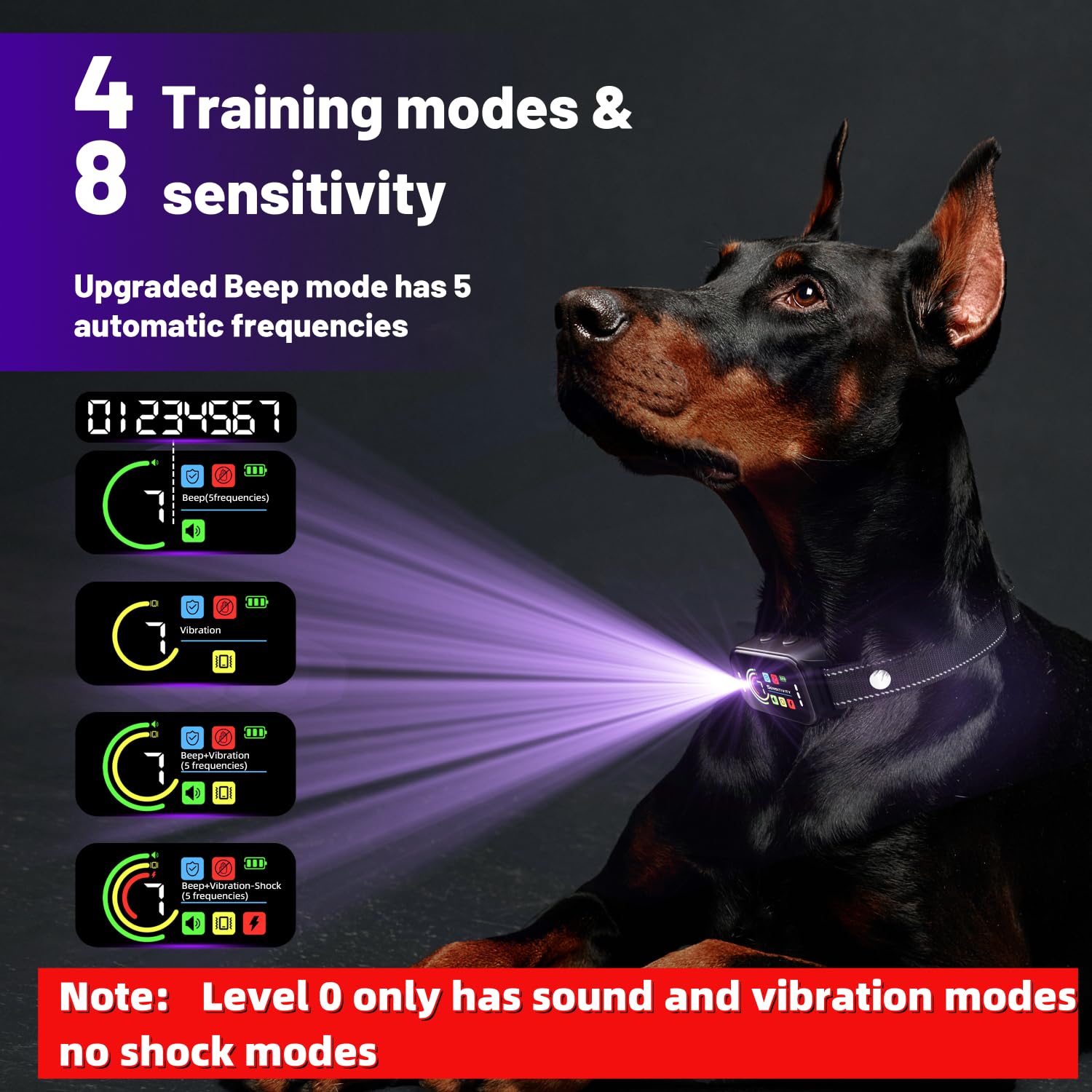 Bark Collar,Bark Collar For Large Medium Small Dogs 8-120Lbs,Rechargeable Anti Bark Training Collar With 7 Adjustable Sensitivit