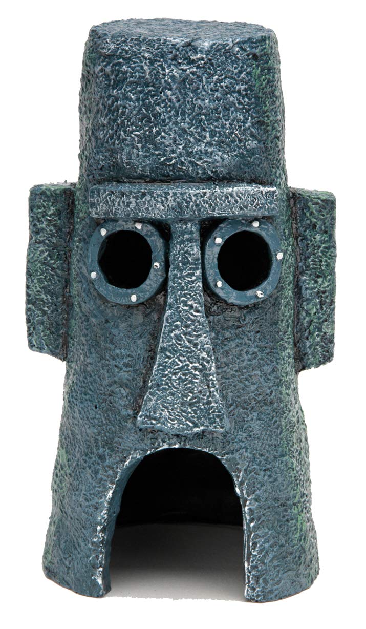 Penn-Plax Spongebob Squarepants Officially Licensed Aquarium Ornament - Squidwards Easter Island Home - Large