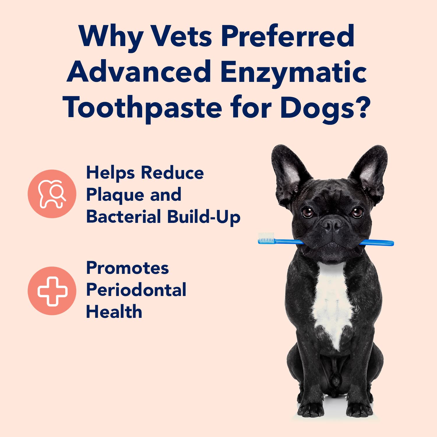 Vets Preferred Dog Enzymatic Toothpaste - Safe and Natural Dog Oral Care Toothpaste - Freshens Breath, Fights Plaque and Reduces