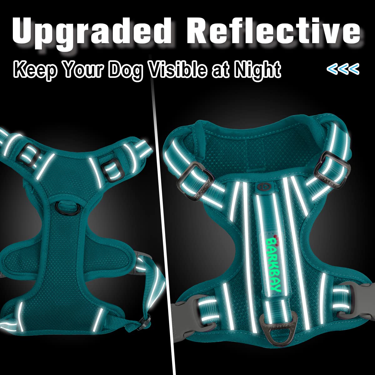 Barkbay Dog Harness No Pull With Id Tag Pocket - Heavy Duty, Reflective, Easy Control For Large Dogs (Ocean Blue,S)