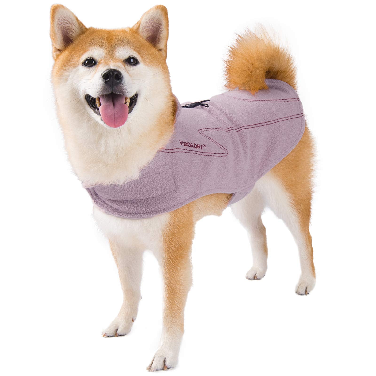 Vivaglory Dog Fleece Coat Warm Jacket With Hook And Loop Fastener, Easy To Take On And Off, Winter Vest Sweater For Small Medium Large Dogs Puppy Windproof Clothes For Cold Weather, Pink, Xl