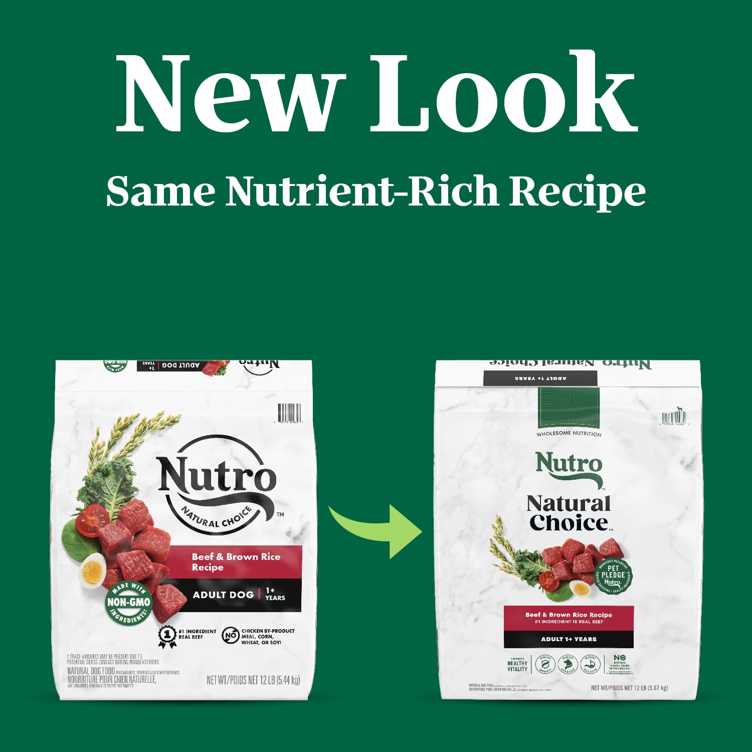 Nutro Core Dry Dog Natural Choice Adult Dry Dog Food, Beef & Brown Rice Recipe Dog Kibble, 12 lb. Bag