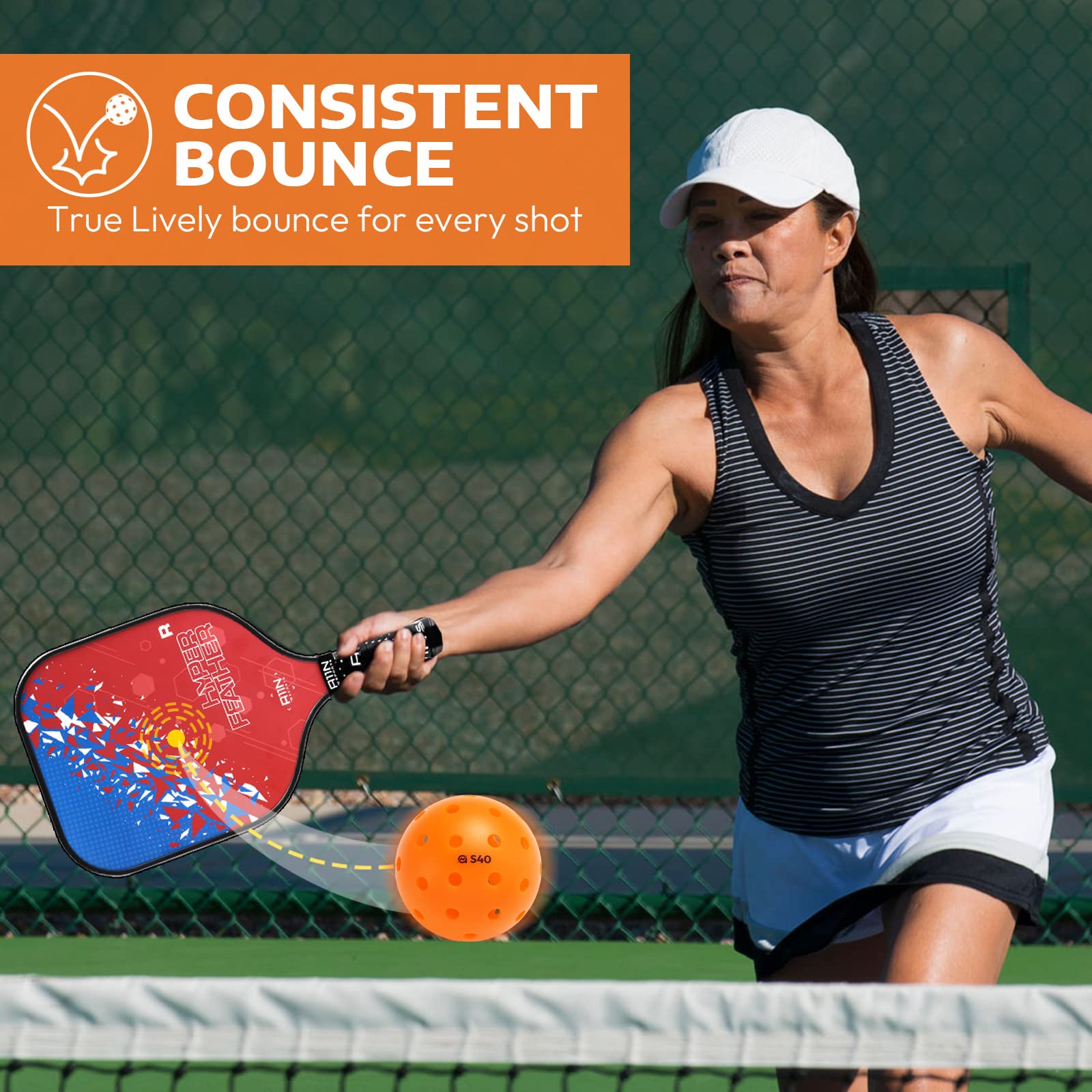 A11N S40 Outdoor Pickleball Balls- USAPA Approved, 6-Pack, Tangerine