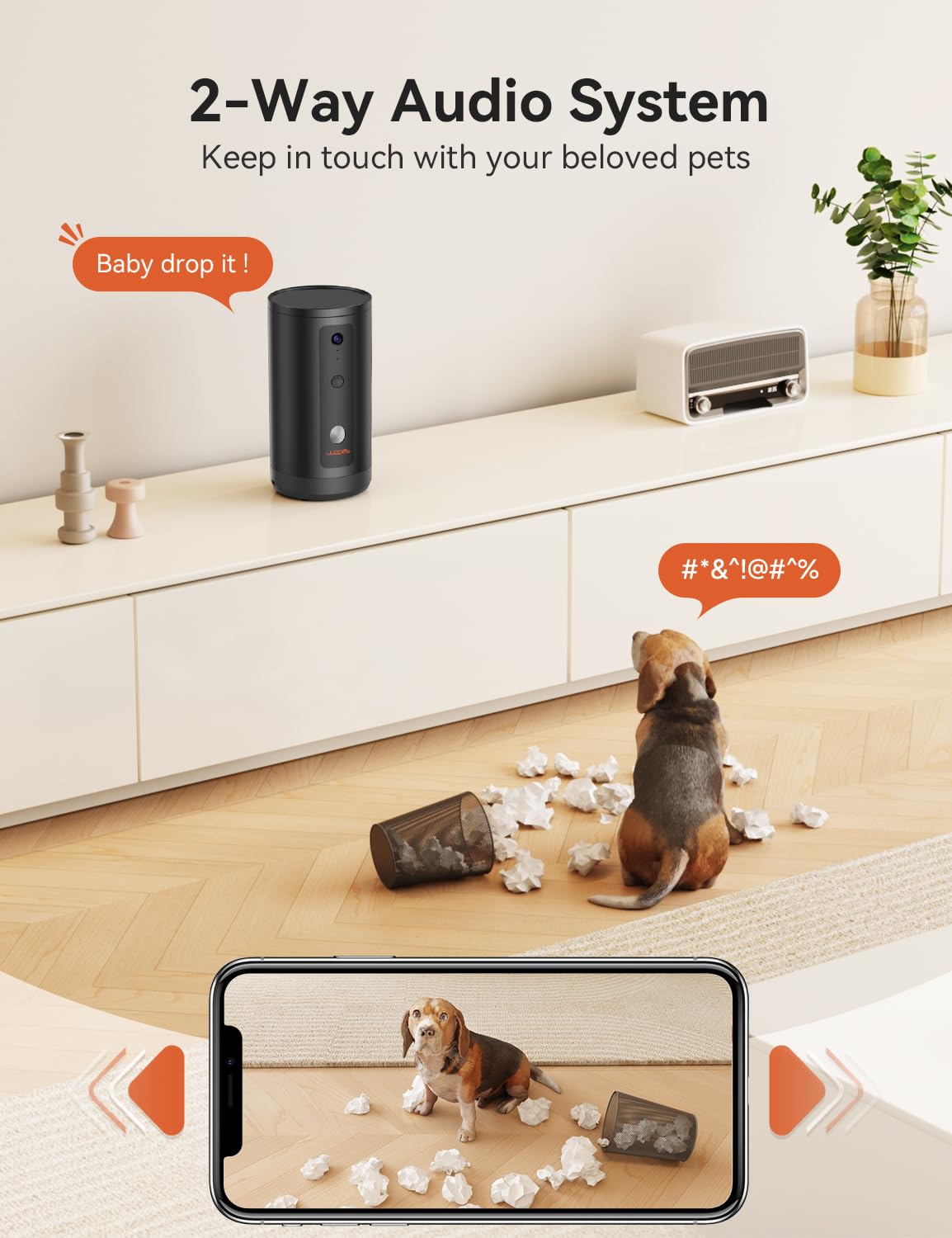 Wopet 300 Dog Camera With Treat Dispenser, New 5G , Wifi Pet Camera Treat Tossing For Cats And Dogs, 1080P Hd With Night Vision,