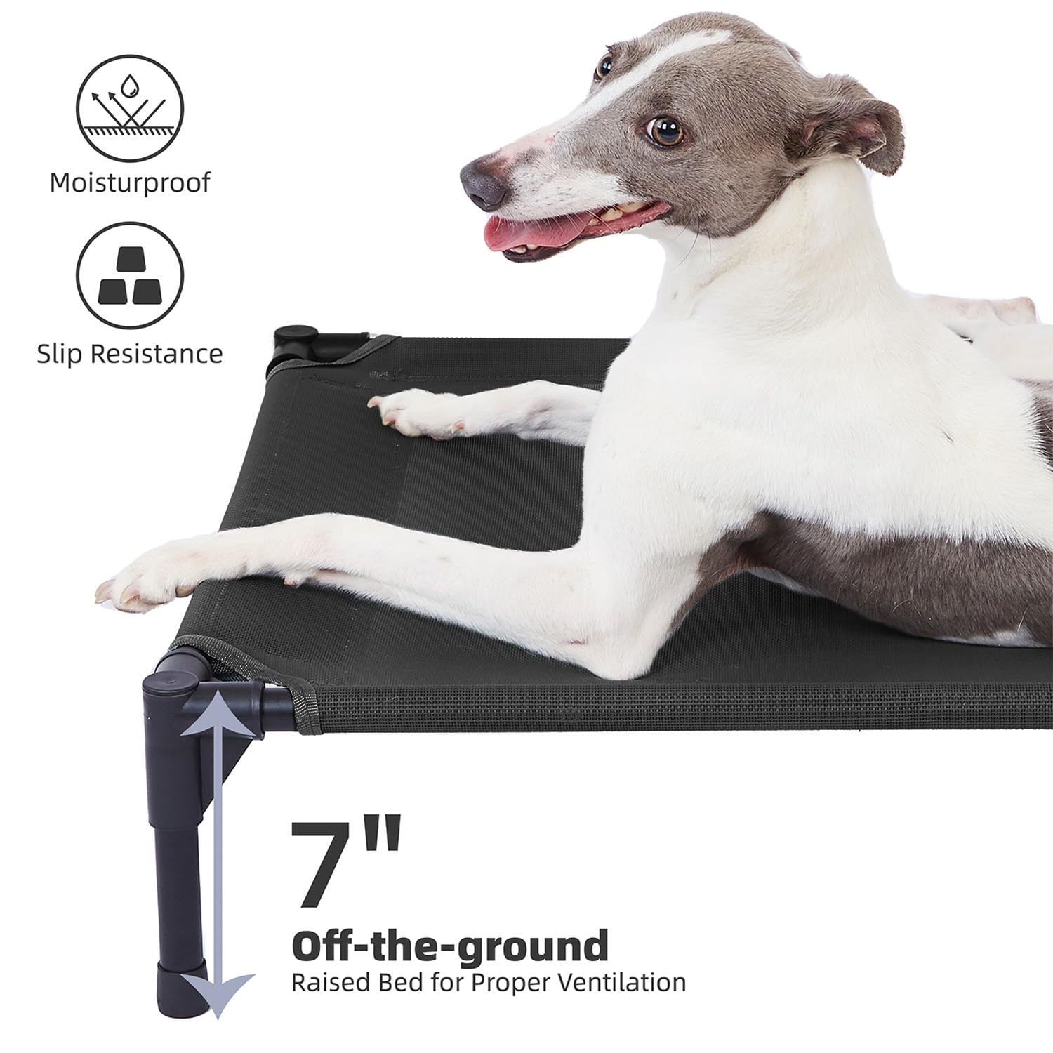 pettycare Elevated Outdoor Dog Bed - Dog Cots for Small Pet, Heavy Duty Raised Cot Waterproof, Cooling Pets Bed with Washable Du