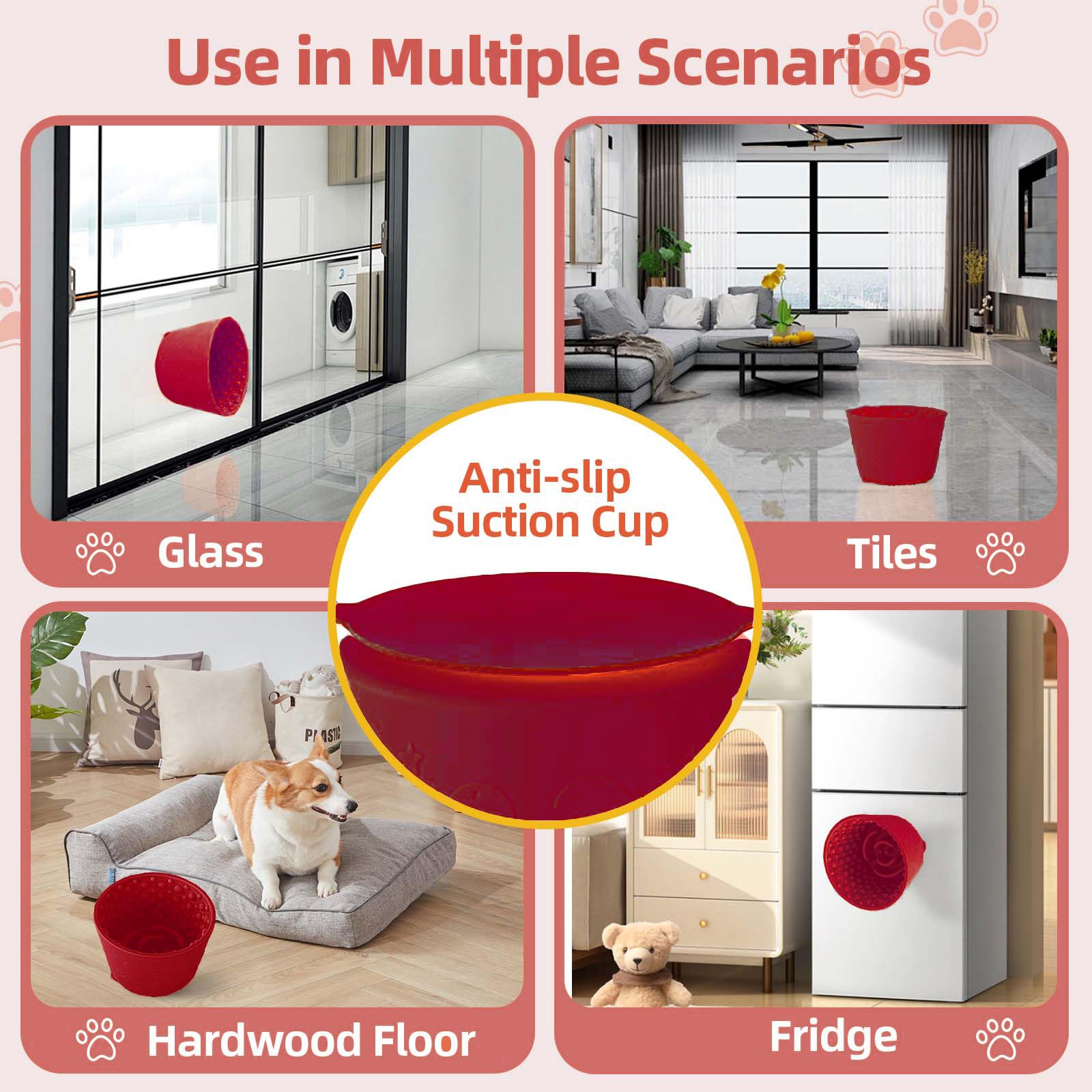 Dog Slow Feeder Lick Bowl, Non-Slip Dog Licking Treat Dispenser, Slow Feeder Bowls For Small Medium Large Breed Dogs, Anxiety Re