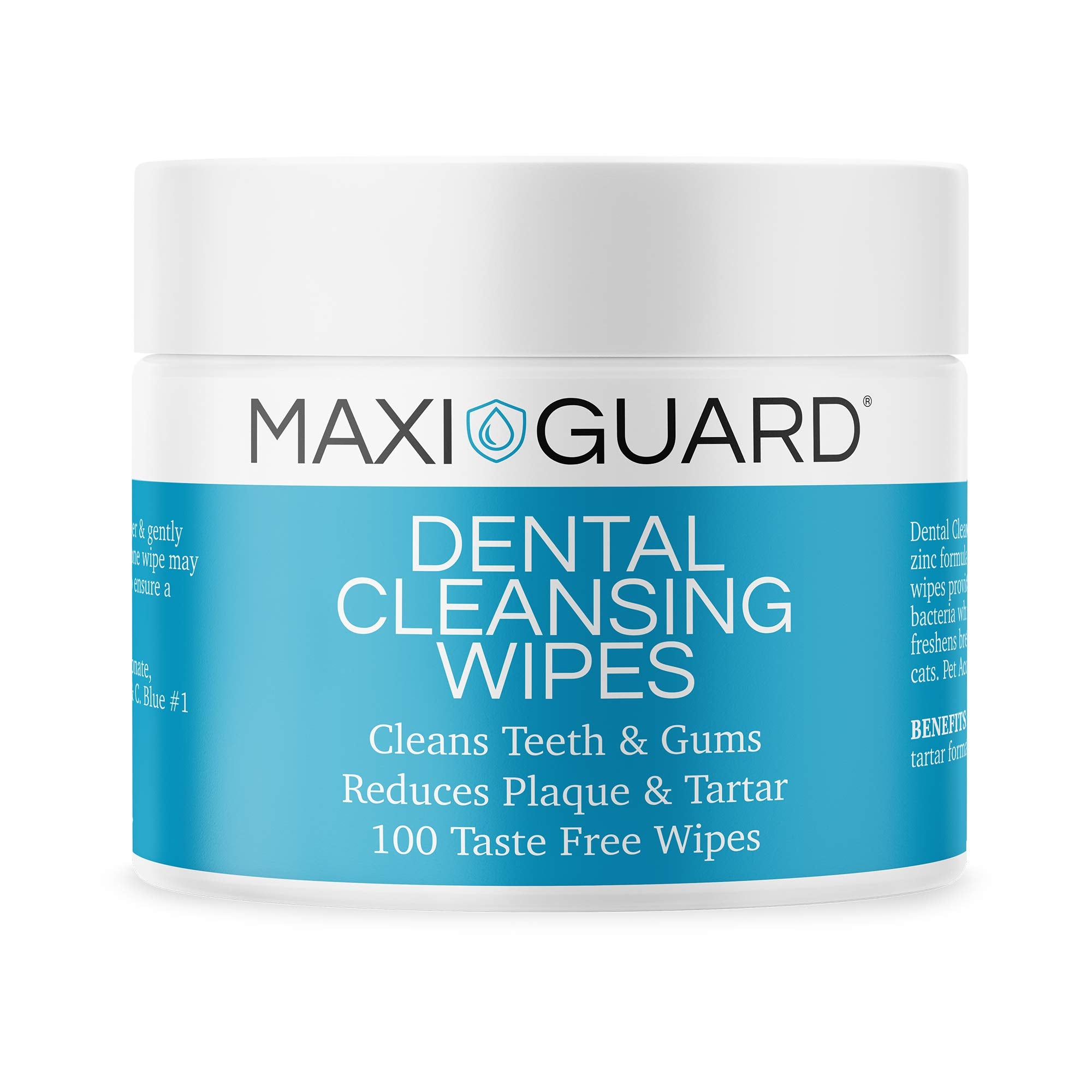 Maxi-Guard Dental Cleansing Wipes For Dogs, Cats, Horses And Companion Animals (100 Wipes), Light Blue/White