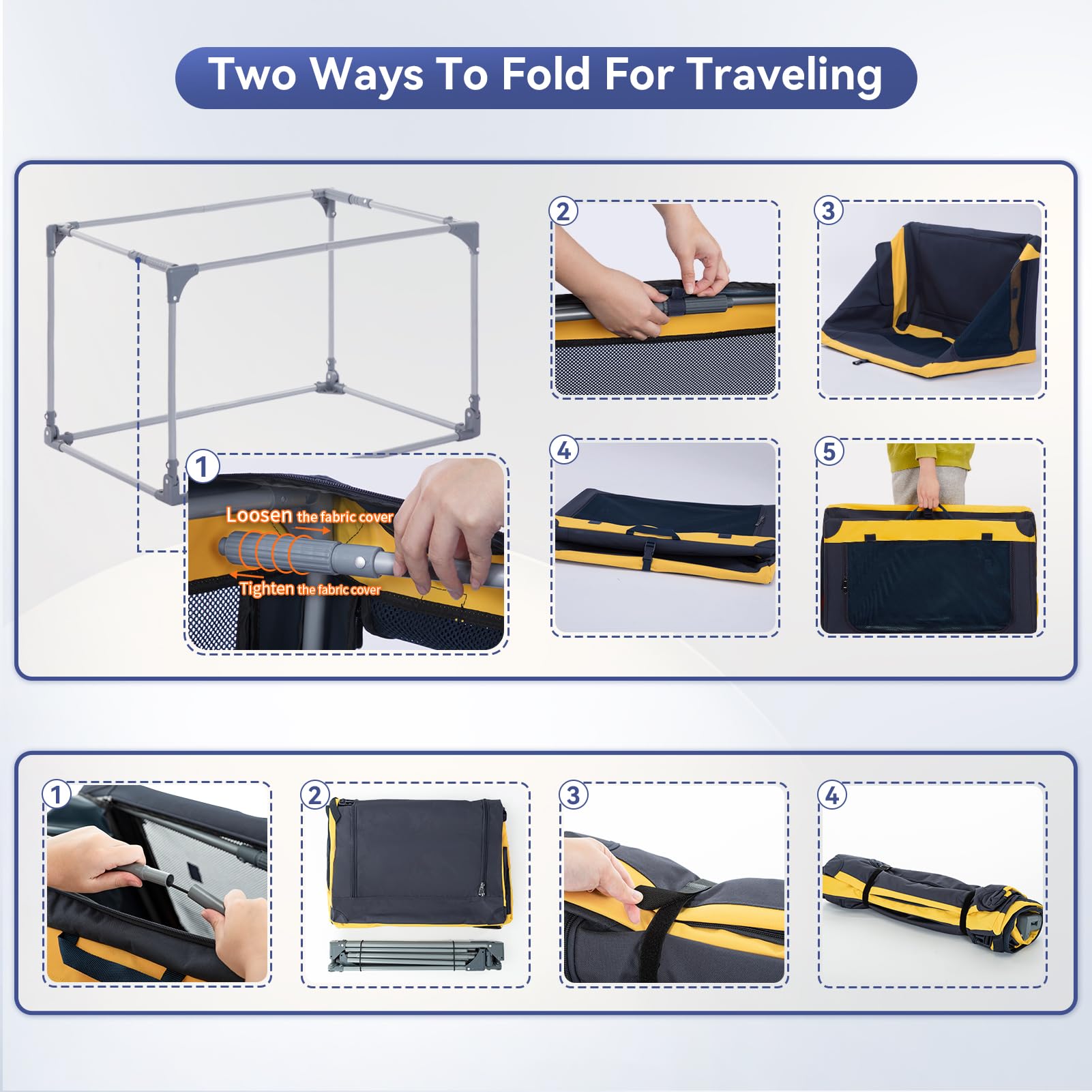 A4Pet Collapsible Dog Crate, Soft Dog Crate - 40 Inch Adjustable Stainless Steel Frame, Lightweight, Durable And Portable Crate