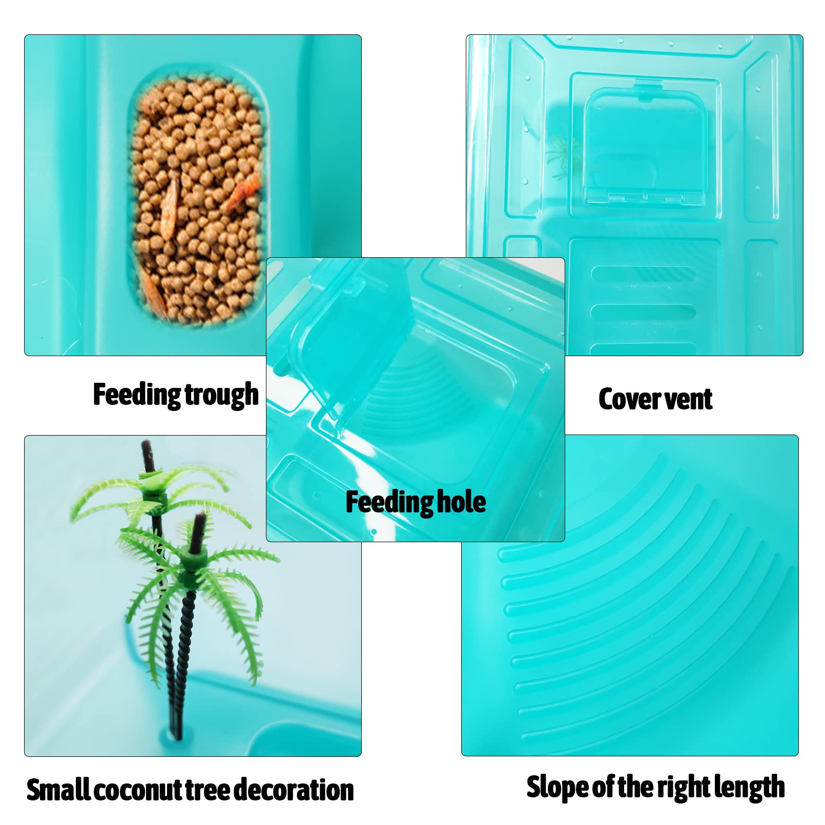 Fhiny Turtle Tank With Lid, Plastic Reptile Terrarium Turtle Breeding Box With Basking Platform Tortoise Aquarium For Crayfish H