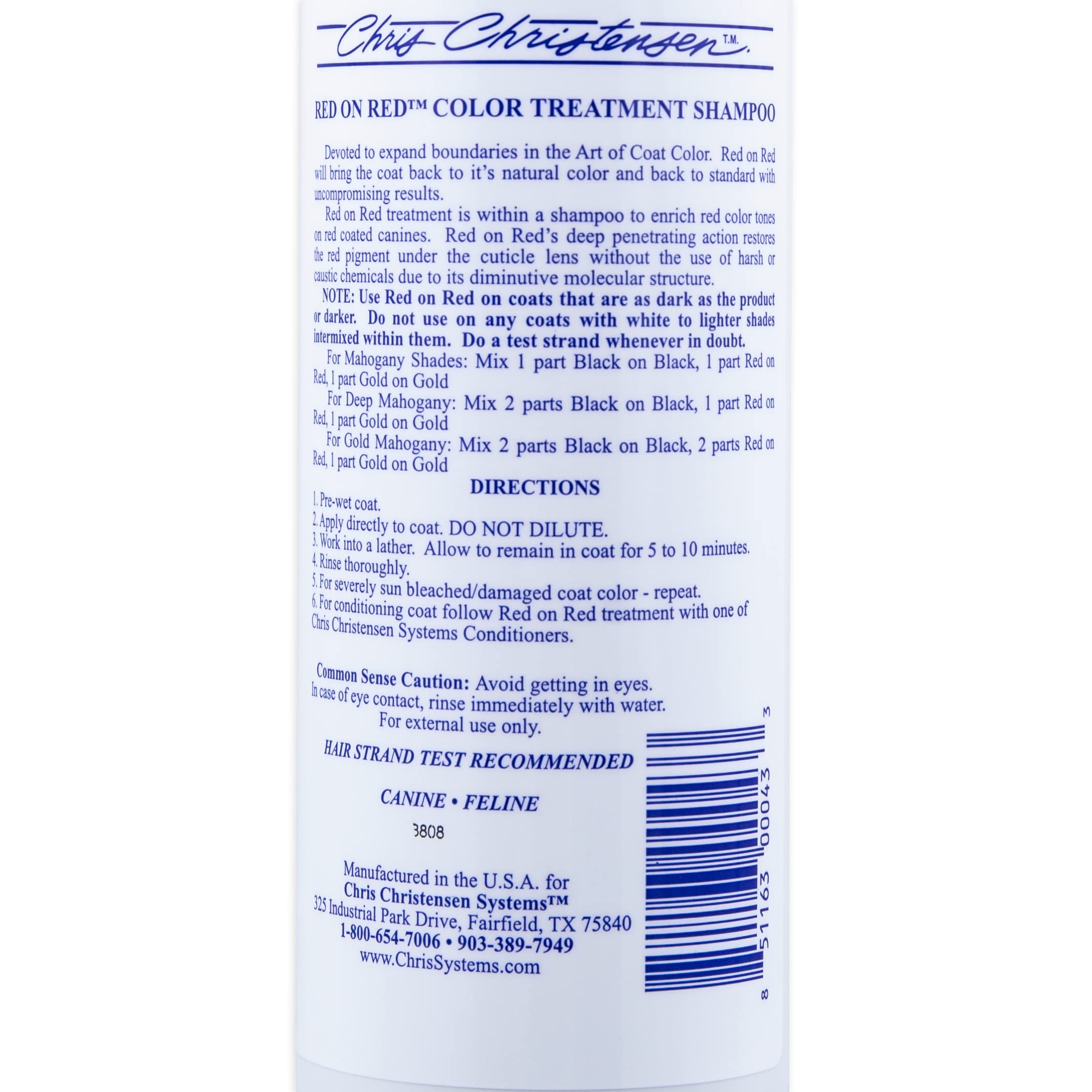 Chris Christensen Red On Red Color Treatment Dog Shampoo, Groom Like A Professional, Restore Red Pigment, Not A Dye, 16Oz