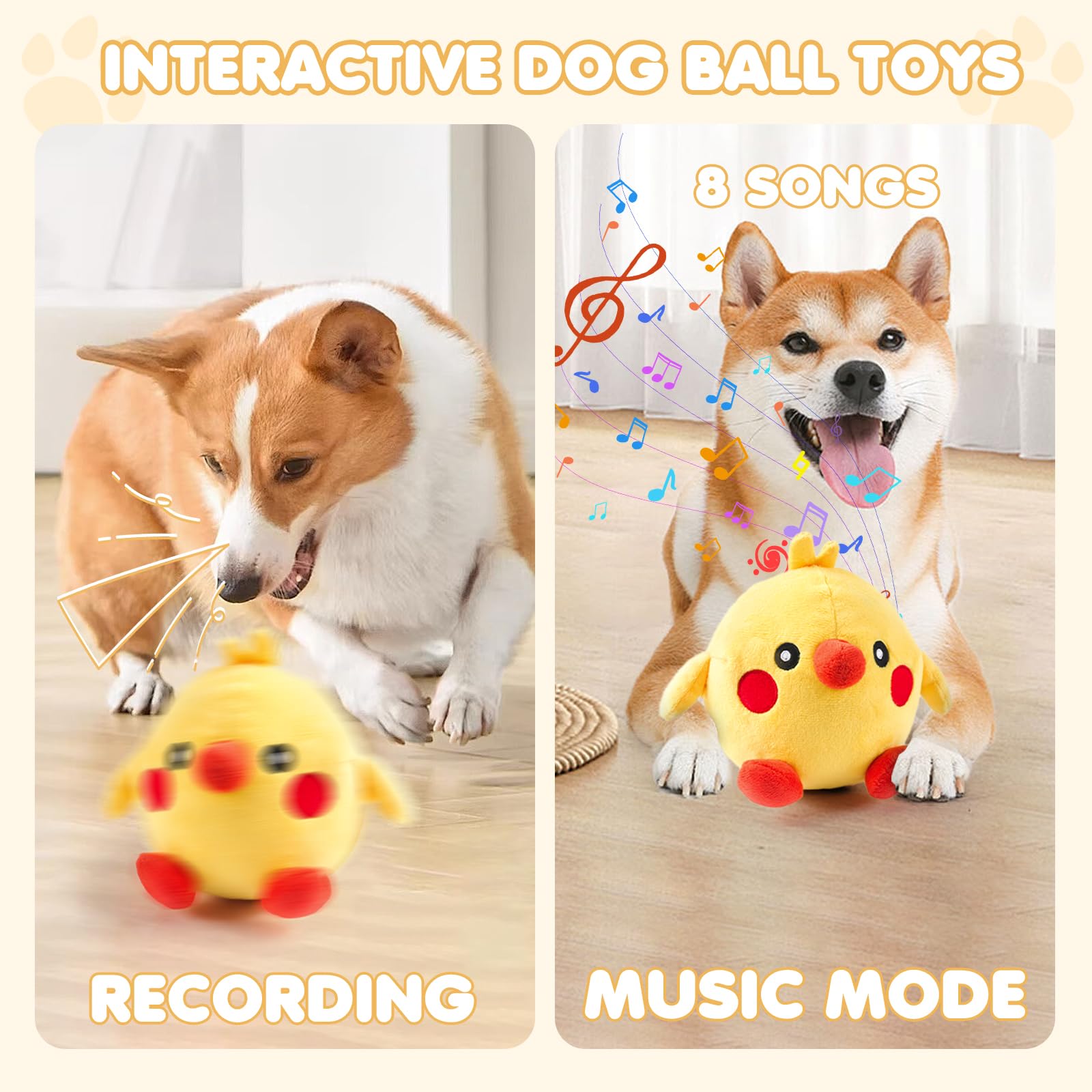 Dog Toys, 2025 Lnteractive Dog Toys Moving Dog Toy Rechargeable Active Moving Pet Plush Toy Keep Pets Busy, Talking Jumping Musi