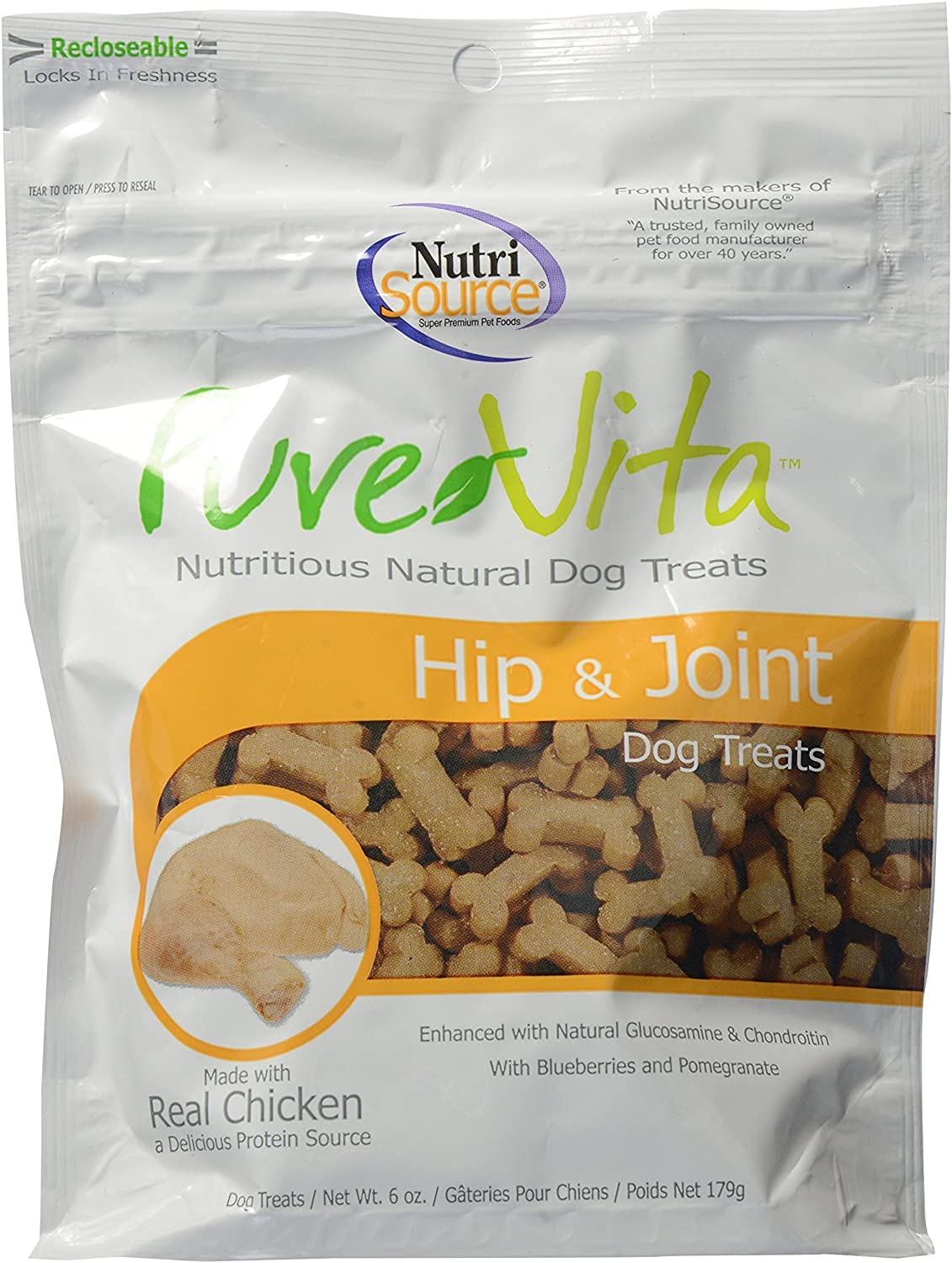 Pure Vita Hip And Joint Dog Treats With Real Chicken, 6 Ounces (3-Pack)