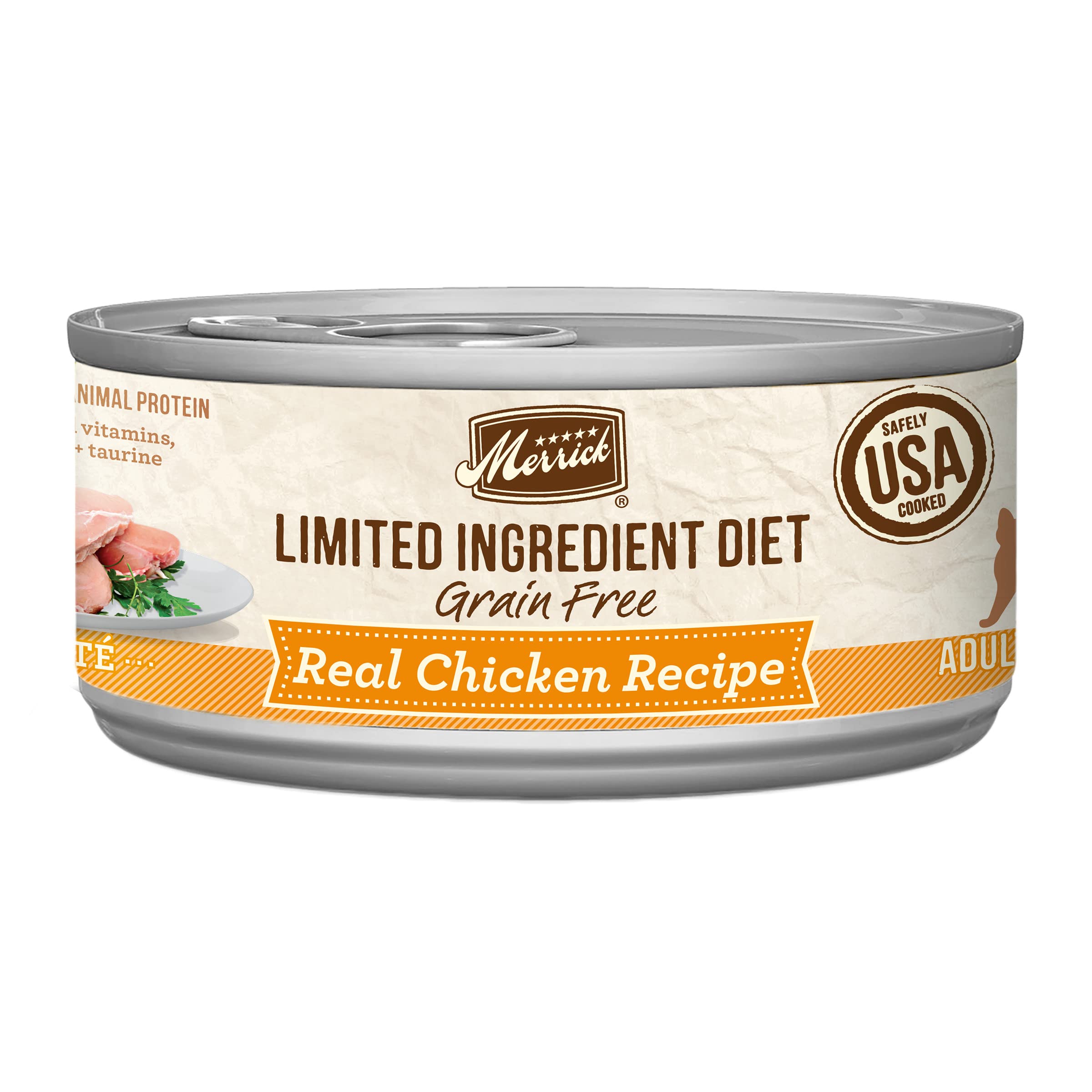 Merrick Limited Ingredient Diet Premium Grain Free And Natural Canned Pate Wet Cat Food, Chicken Recipe - (Pack of 24) 5 oz. Can