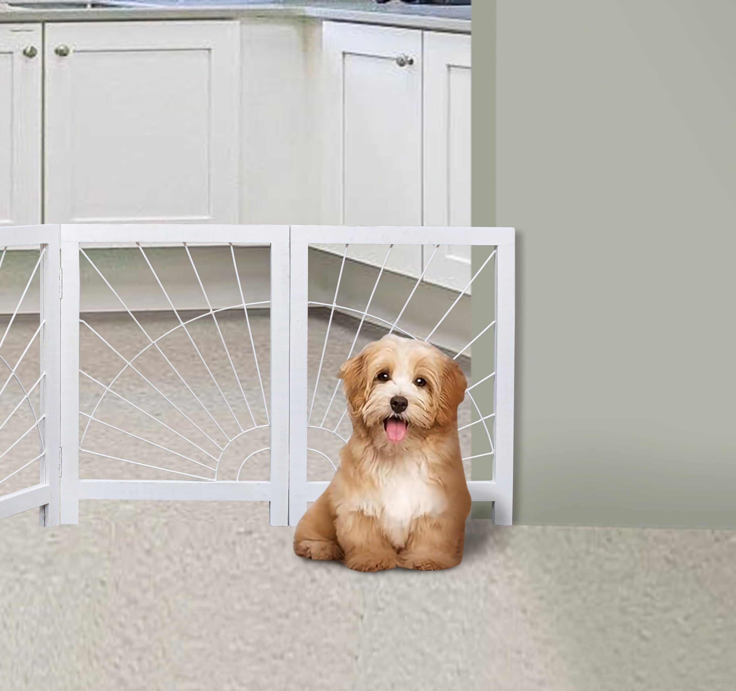Freestanding Pet Gate For Dogs, Foldable Wooden Dog Gate For House, Indoor Dog Gate For Stair, Doorway, Sunshine Design Gates Fo