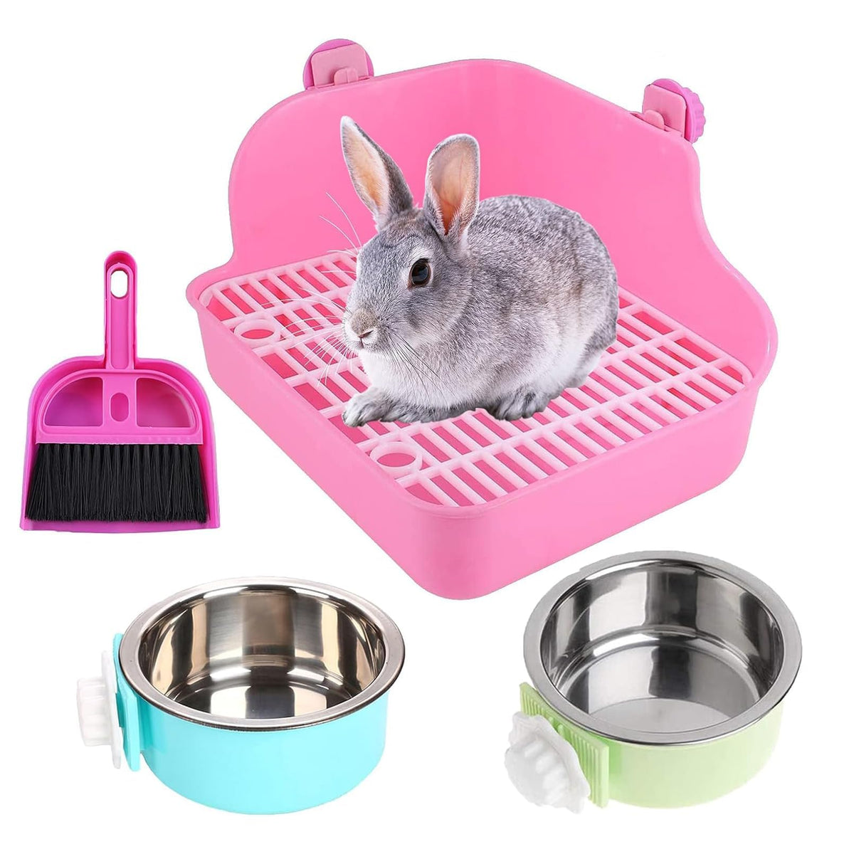 Pinvnby Rabbit Litter Box For Cage Bunny Corner Bedding Box Small Animal Litter Pan Hanging Pet Bowls Cage Potty Trainer Pet Toi
