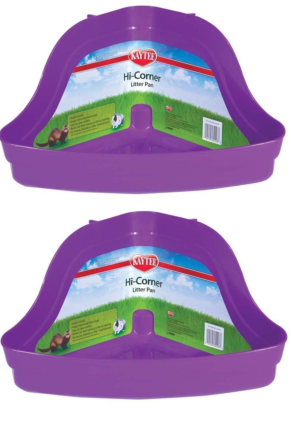 Kaytee High Corner Litter Pan (Assorted Colors) 2pk. 13.25 x 10.25 x 7