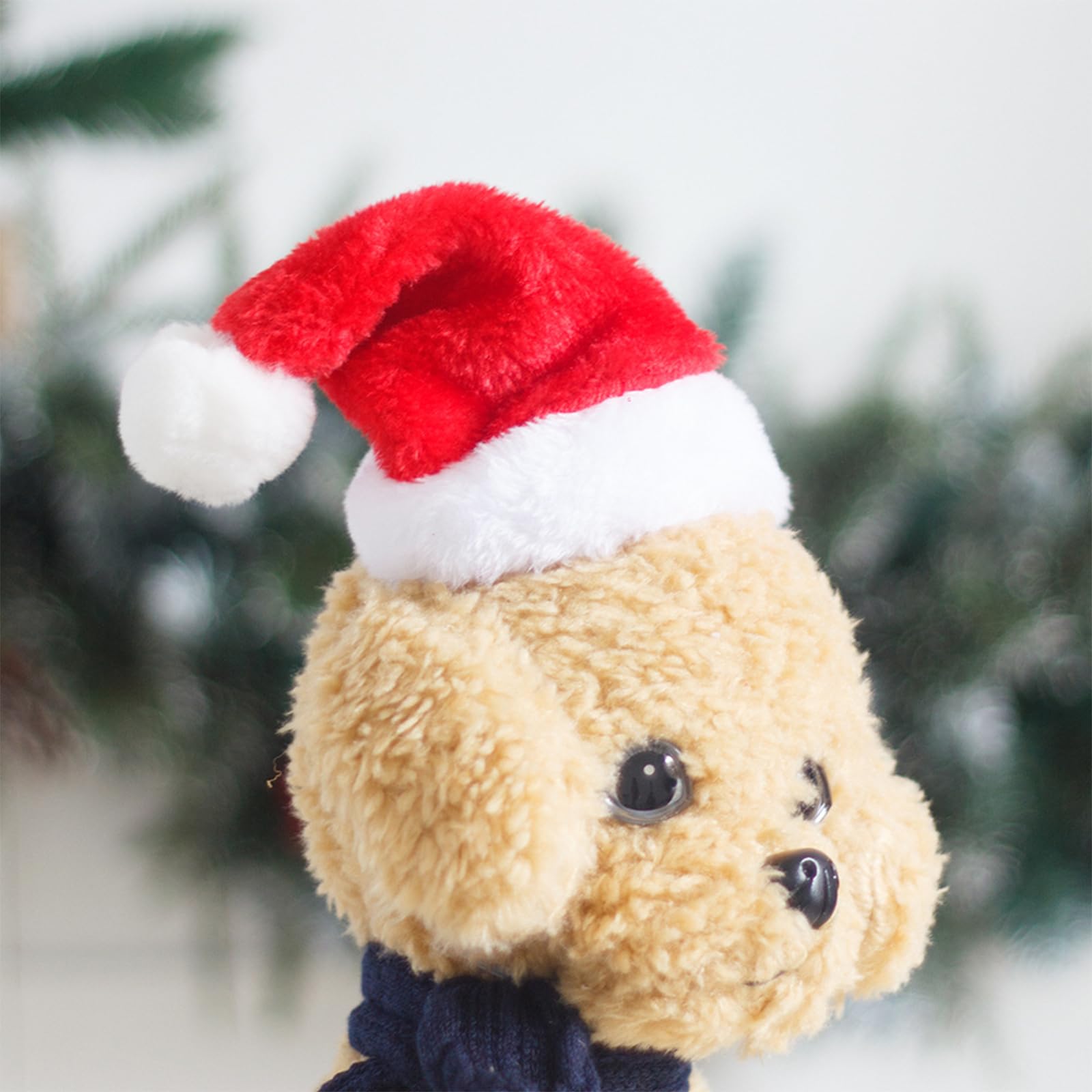 Dog Christmas Dress Puppy Outfit Shoulder Sleeve Clothes With 1 Hat Accessory Cute Red Santa Holiday Polar Fleece Edge Soft Ther