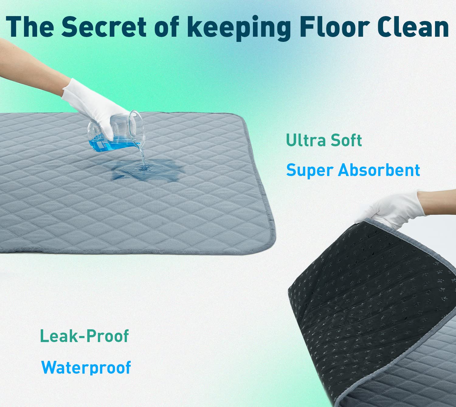 Eterish Reusable Washable Pee Pads For Dogs Extra Large 36'' X 48'' 2 Pack, Absorbent Pet Puppy Dog Training Pads Non-Slip, Wate