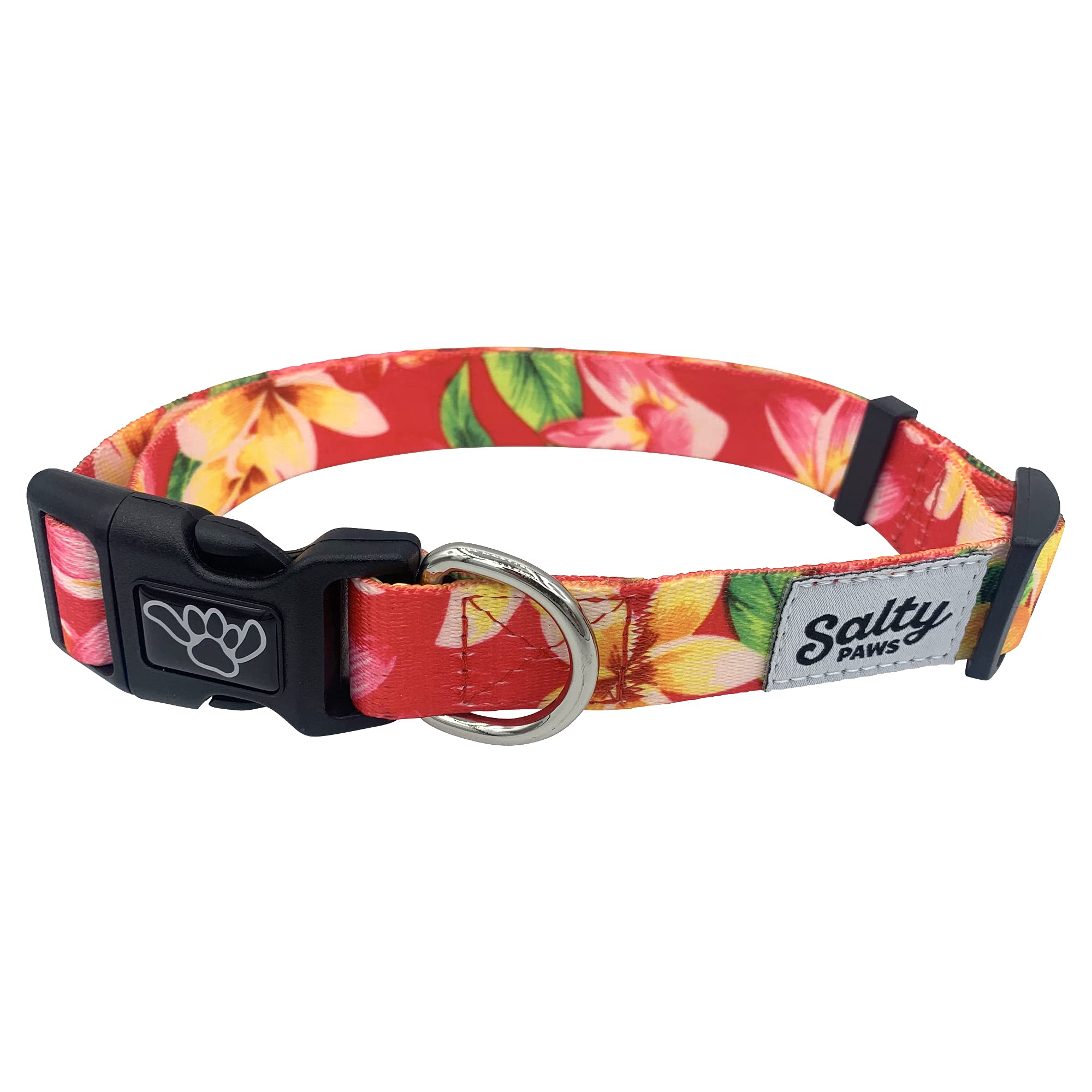 Shaka'S Salty Paws Boy & Girl Dog Collar Small Medium Large (Small Dog Collar Adj. 10-16' For Dogs Up To 25 Lbs, Pink Floral Ha