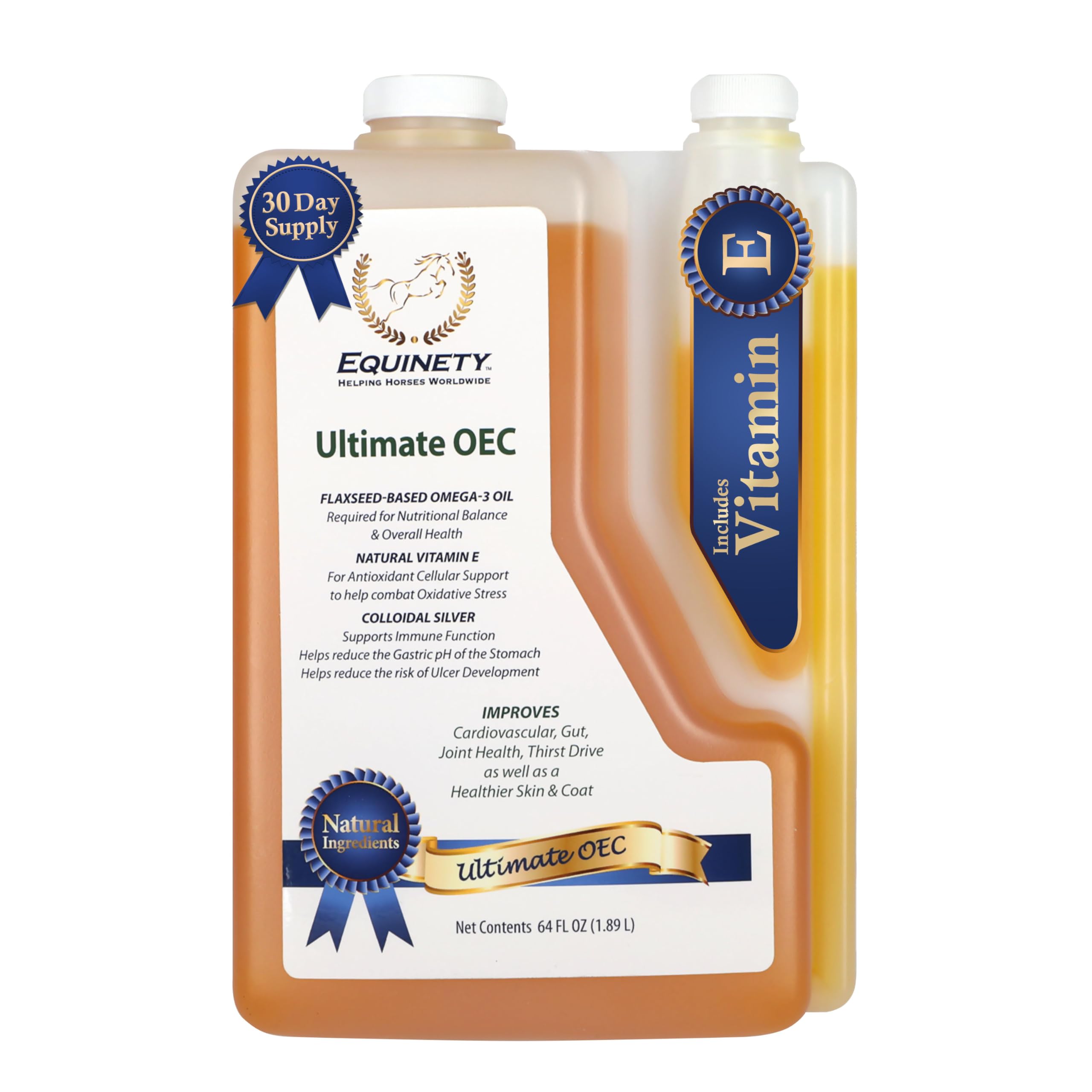 Ultimate OEC - Horse Supplements & Hoof Supplements for Horses - Omega 3 with Flax Seed, Horse Oil, Vitamin E for Horses & Coat 