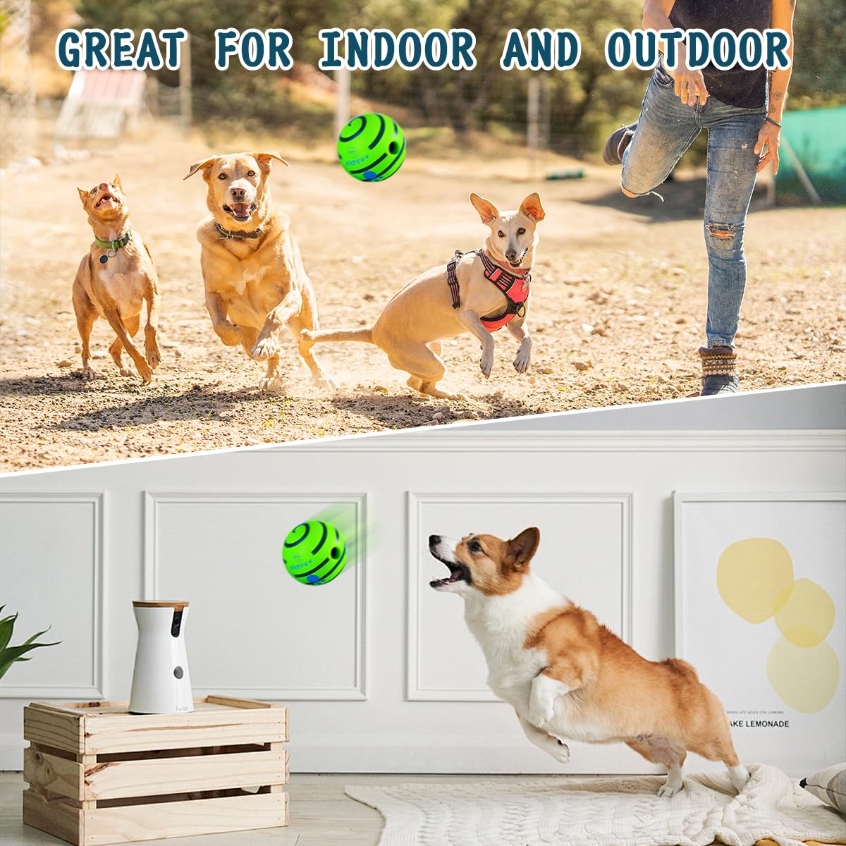 Hyq Interactive Squeaky Dog Ball - 2.75 Inch Toy For Small, Medium, Large Dogs And Puppies To Keep Them Busy