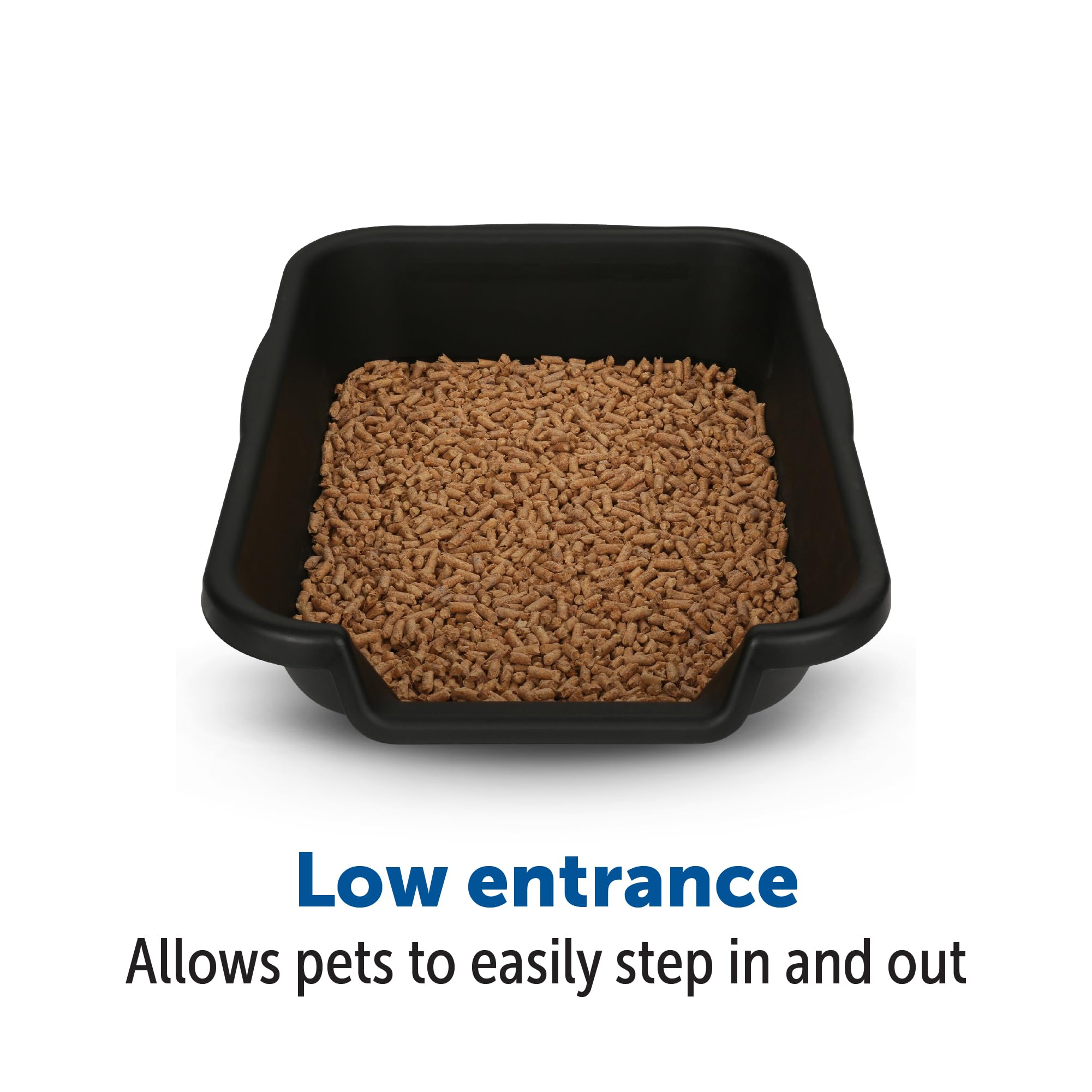 Kittygohere Senior Cat Litter Box, Small Size, Black, Pet Safe Kitty Litter Box, Low 3'' Entry, Lots More Room For Your Cats Com