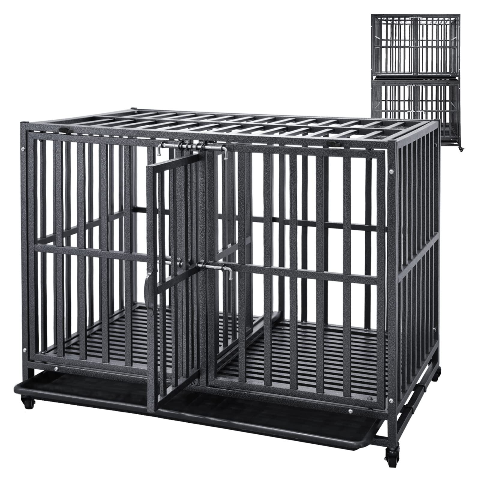 Smonter Stackable Dog Crates With Divider-Heavy Duty Dog Kennels And Crates For Small Medium And Large Dogs