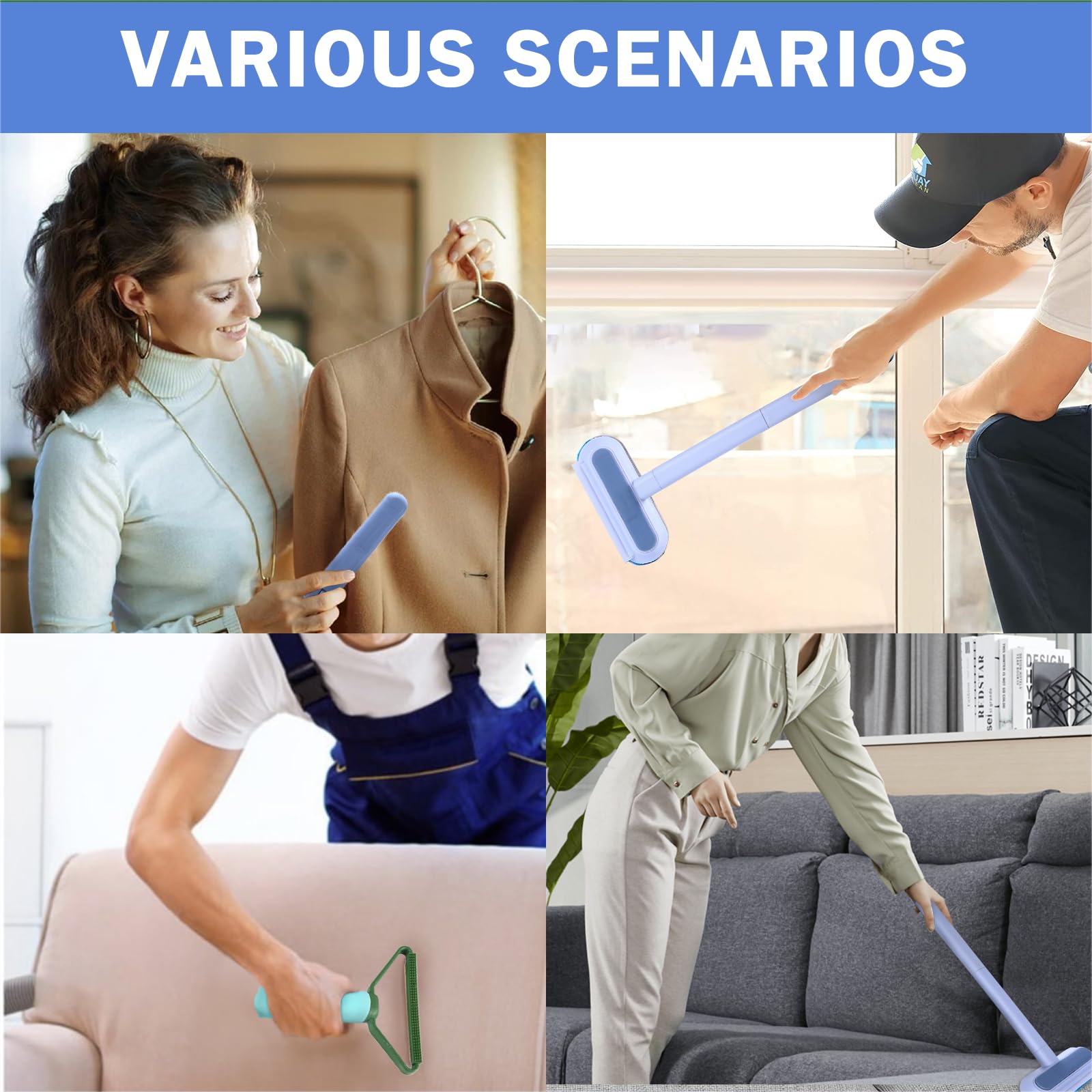 Multifunctional Pet Hair Remover,2 Pcs Carpet Scraper,4 In 1 Dog Hair Remover, Reusable Cat Hair Remover For Dog And Cat,Adjusta