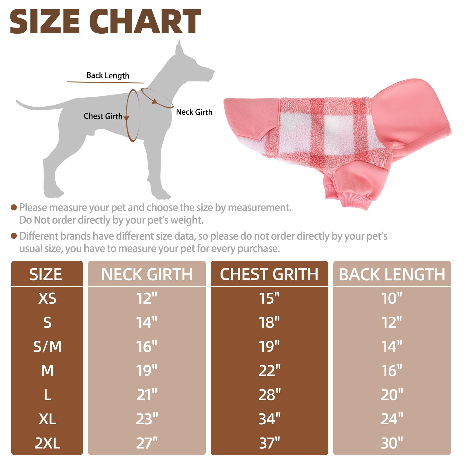 PUPTECK Dog Hoodie Puppy Sweatshirt Warm Dog Sweater Winter Clothes Cold Weather Coats for Small Medium Large Dogs, Pink, S