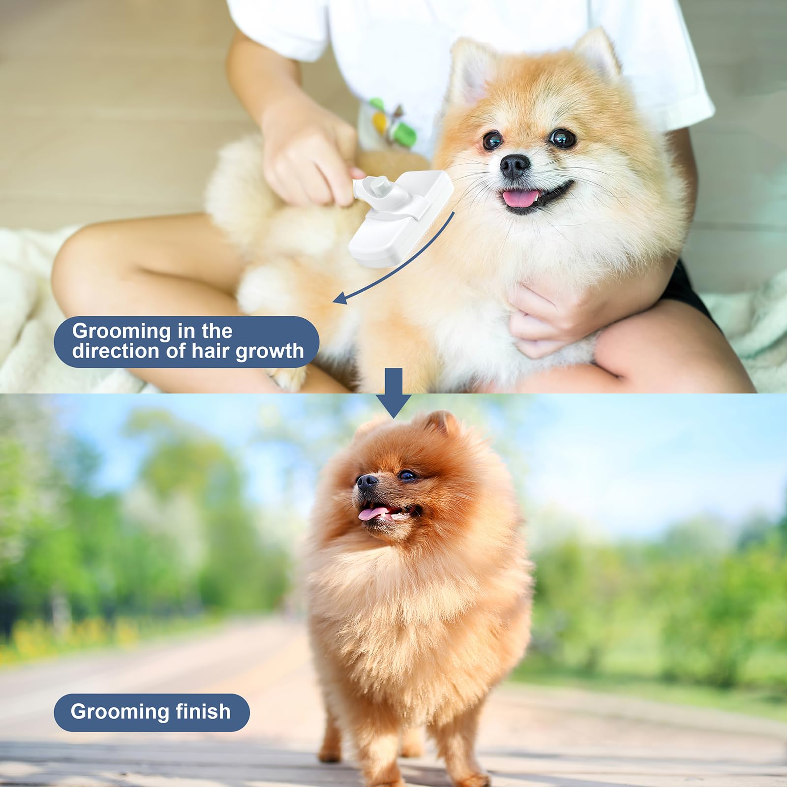 Crala Self-Cleaning Slicker Brush For Dogs & Cats, Grooming Combs For Short & Long-Haired Dogs, Cats, Rabbits & More - Gently Removes Loose Undercoat, Mats And Tangled Hair