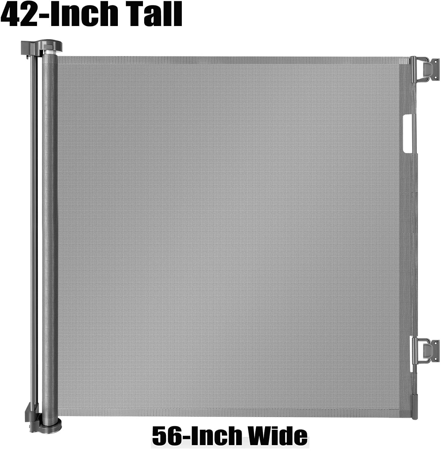 KISKIZ 42-Inch Extra Tall Retractable Baby Gate, 56 Wide, Gray, Adjustable Indoor/Outdoor Dog Gate for Doorways and Stairs