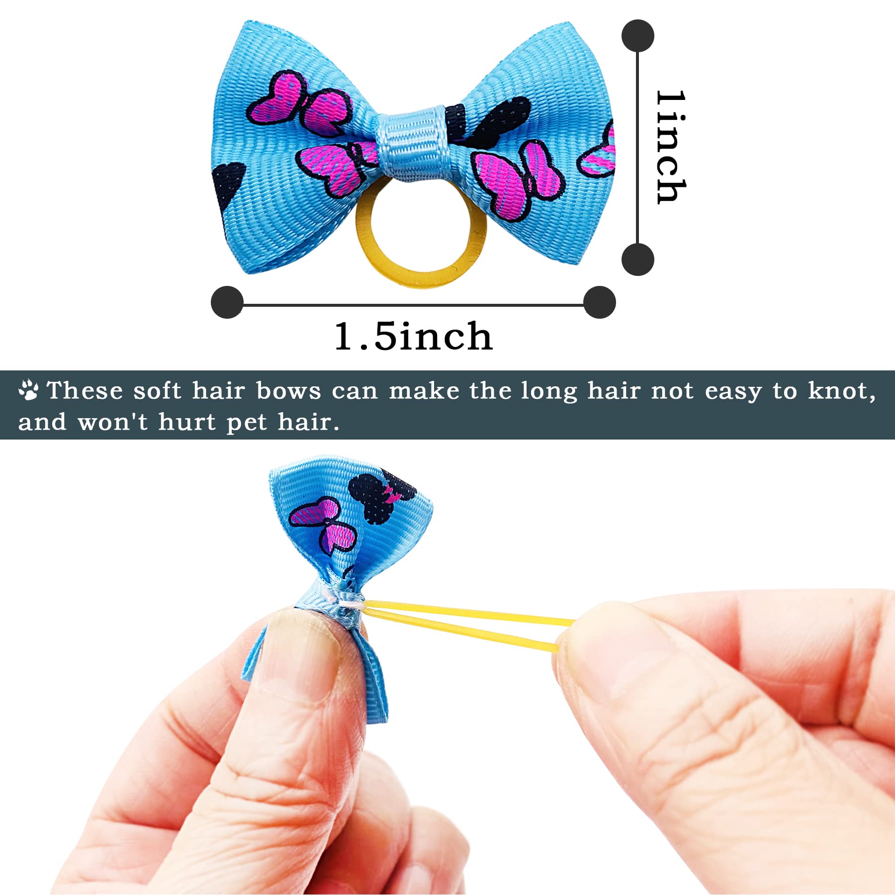 Pet Show Pet Dog Hair Bows With Rubber Bands Cat Puppy Grooming Hair Accessories Pack Of 50