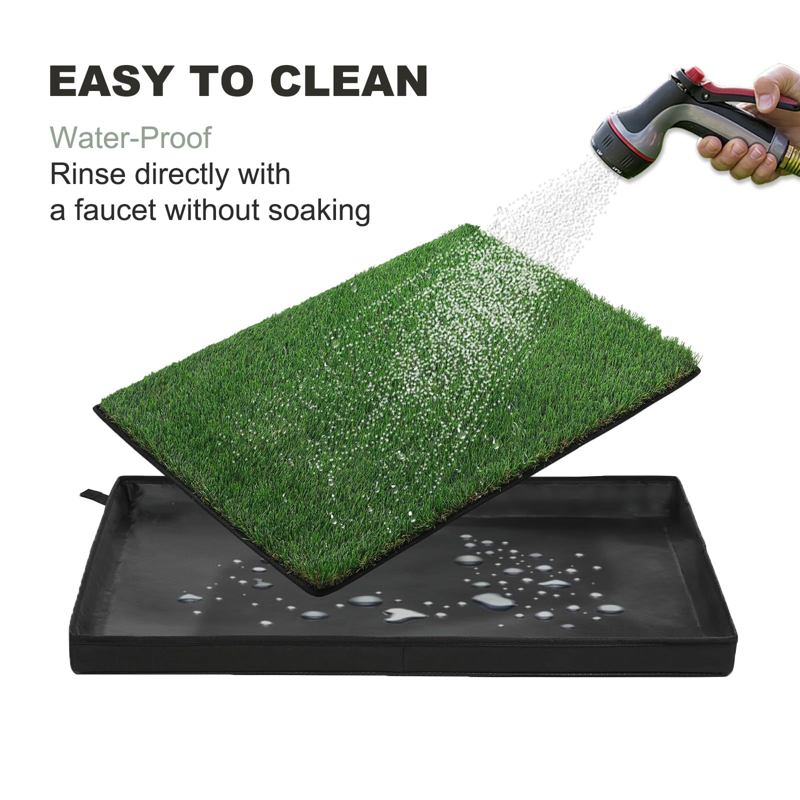 HQ4US 4LEGS Large Green Foldable Dog Litter Box with Artificial Grass Pee Pads - Ideal for Balcony Potty Training (33?x23?)