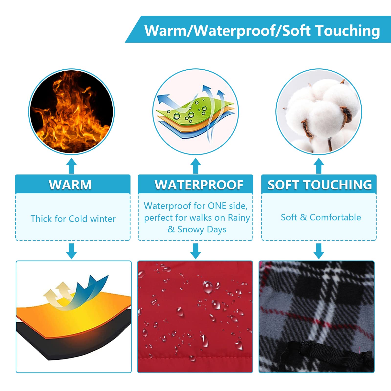 Geyecete Winter Warm Coat Waterproof Dog Jacket with Harness Traction Belt,Pet Outdoor Jacket Dog Autumn and Winter Clothes-Red-
