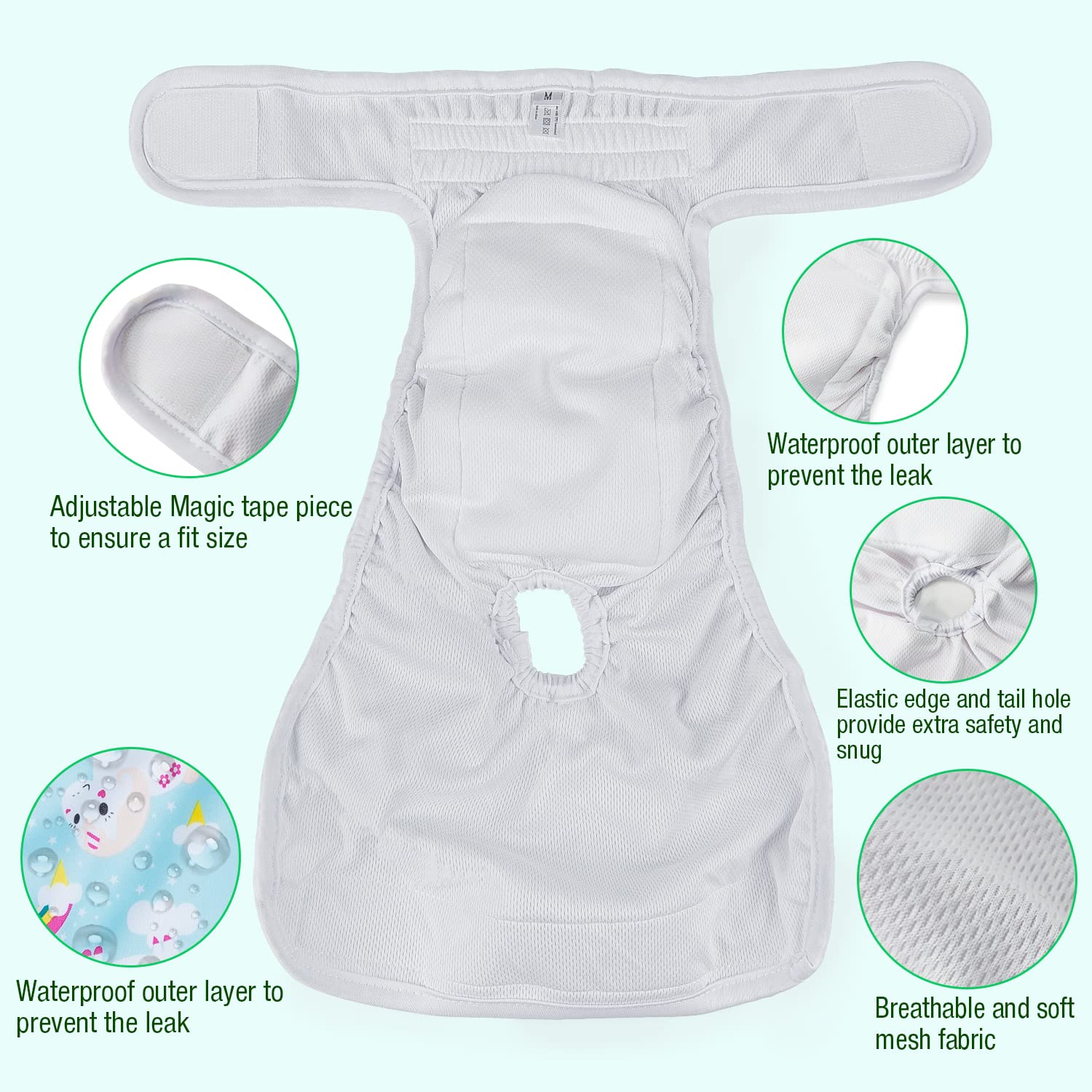 Pet Soft Washable Female Diapers (3 Pack) - Female Dog Diapers, Comfort Reusable Doggy Diapers For Girl Dog In Period Heat (Anim