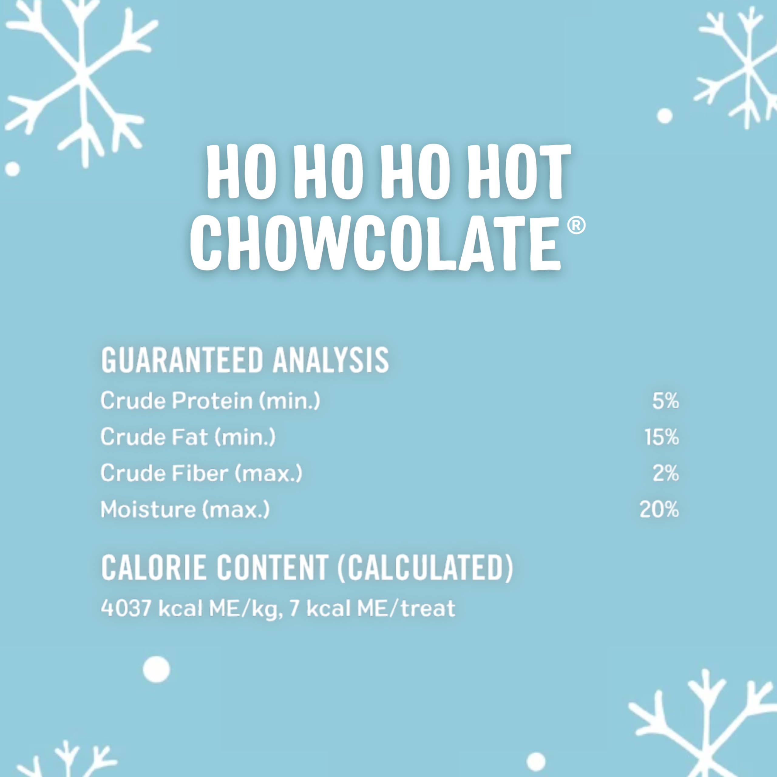 Three Dog Bakery Ho Ho Ho Hot Chowcolate - Festive Dog Treats, Carob & Marshmallow Wafers for Pups, Natural Dog Training Treats