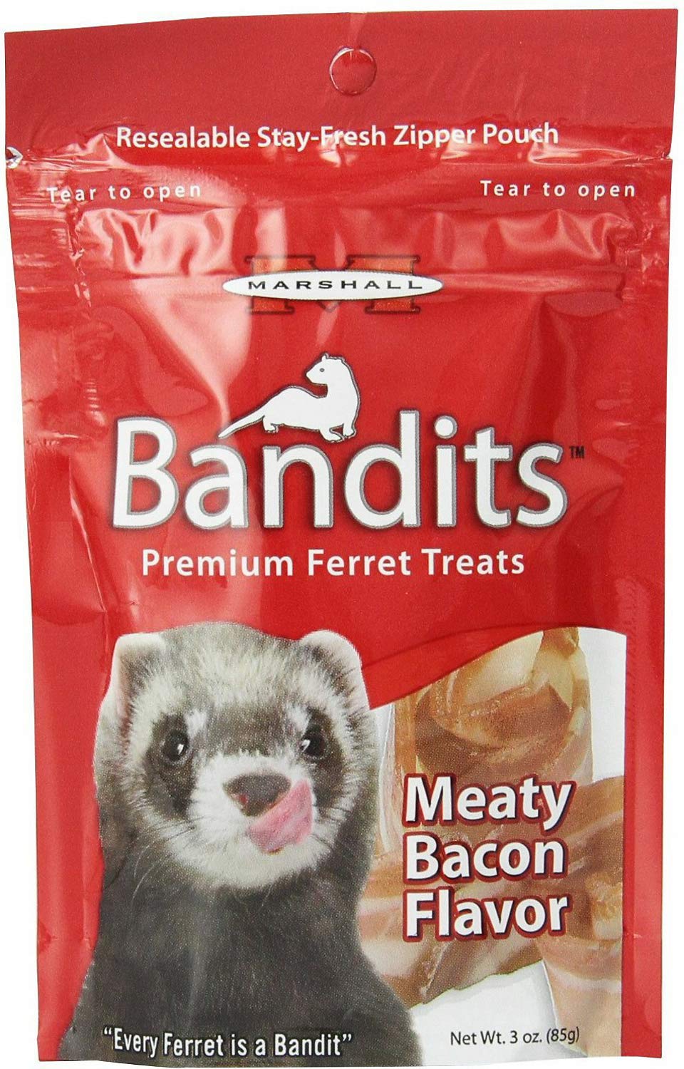 Marshall Bandits Ferret Treat Meaty Bacon 1.875lbs (10 x 3oz)