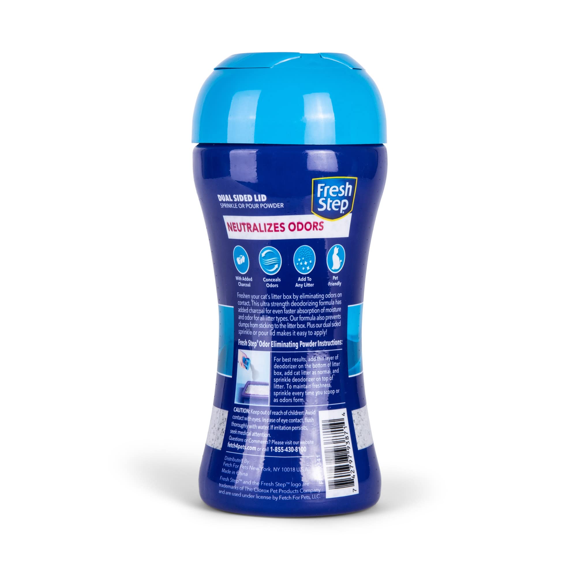 Fresh Step Litter Box Charcoal Odor Eliminating Powder, Sifting/Pour Cap Unscented | Cat Litter Box Deodorizer Powder | Combats