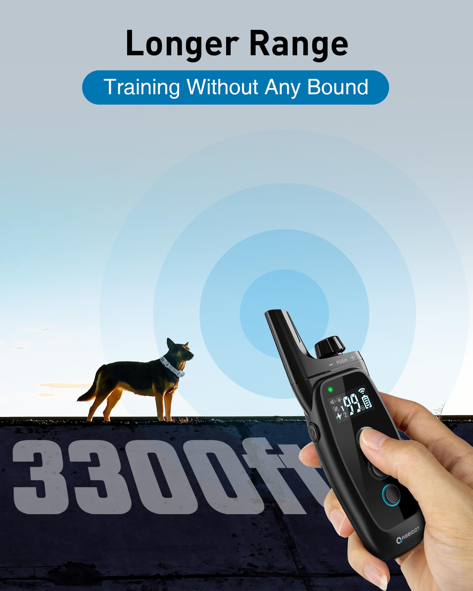 ABBIDOT 3300ft Dog Training Collar with Remote, Enhanced Safety Night Light and Stimulation Lock, Waterproof E Collar, Humane 4